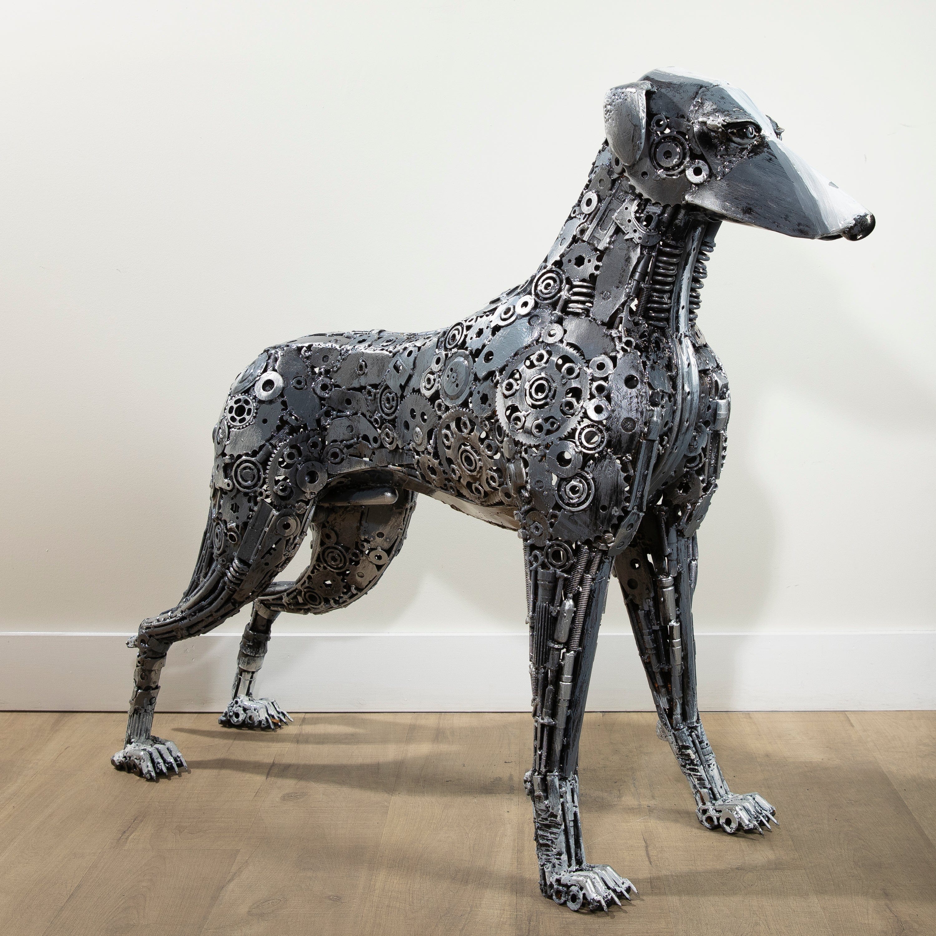 Kalifano Recycled Metal Art 40" Greyhound Dog Inspired Recycled Metal Art Sculpture RMS-GHDOG100-P