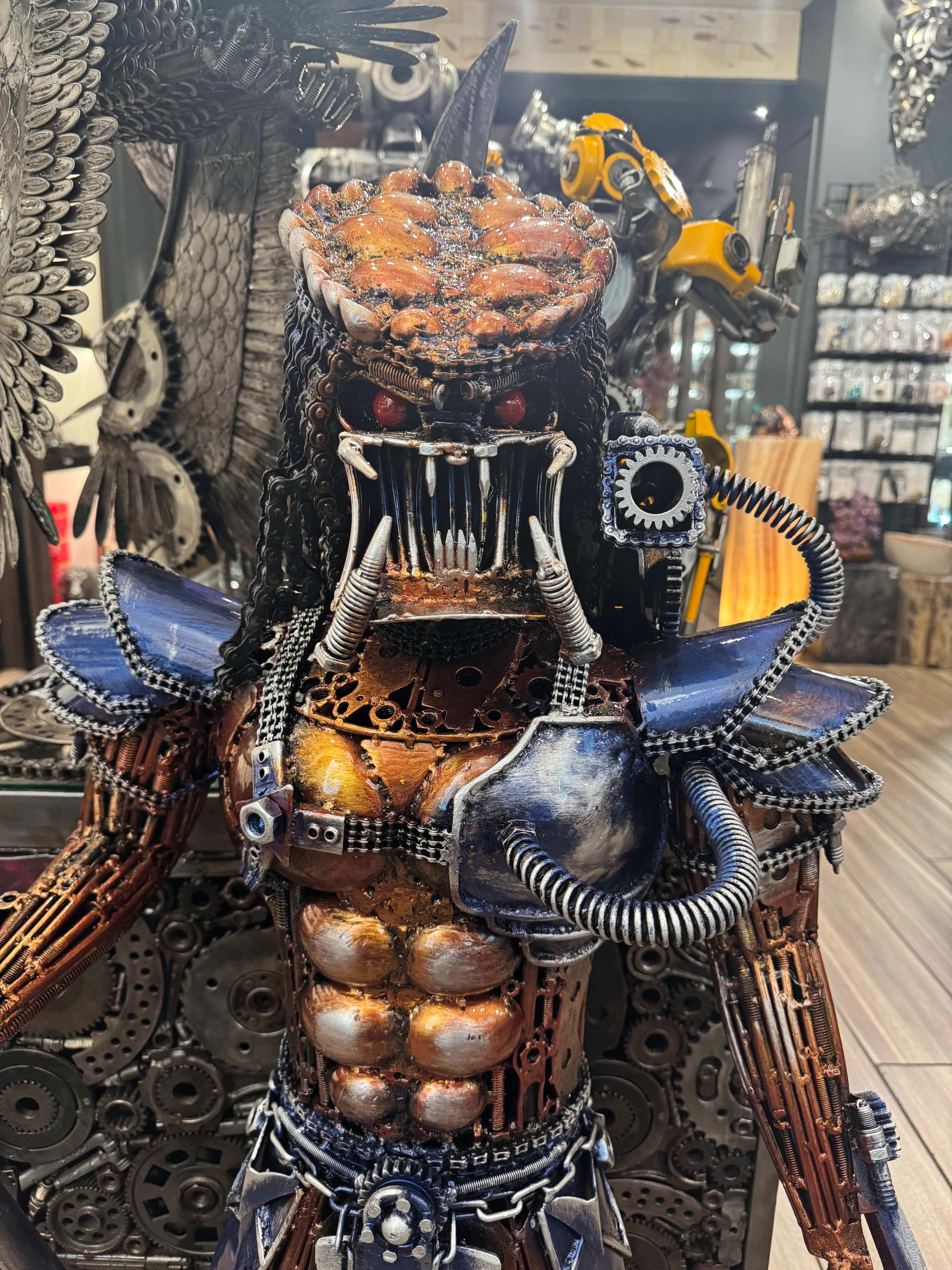Kalifano Recycled Metal Art 43" Predator Inspired Recycled Metal Sculpture RMS-PRED110-P