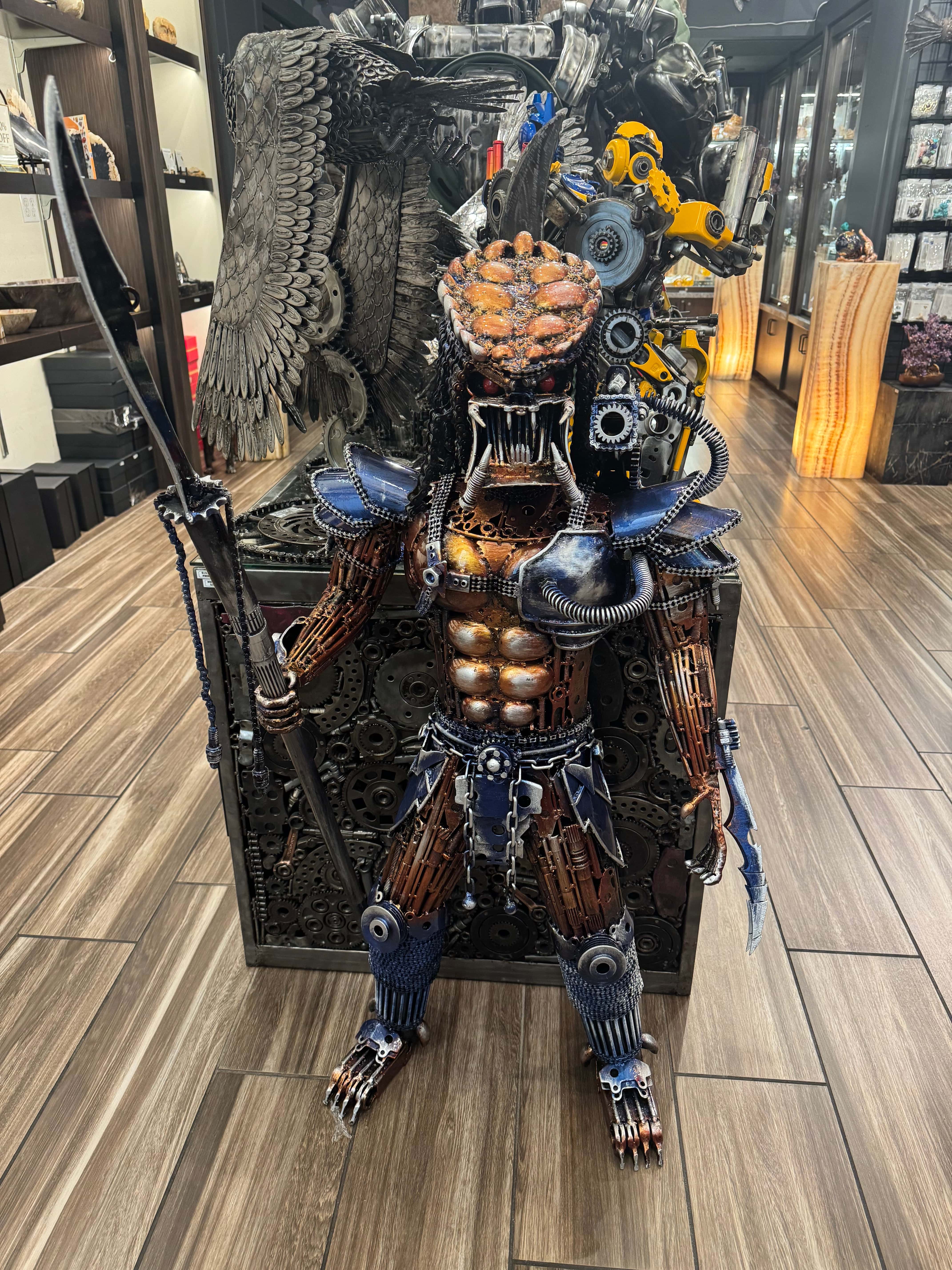 Kalifano Recycled Metal Art 43" Predator Inspired Recycled Metal Sculpture RMS-PRED110-P