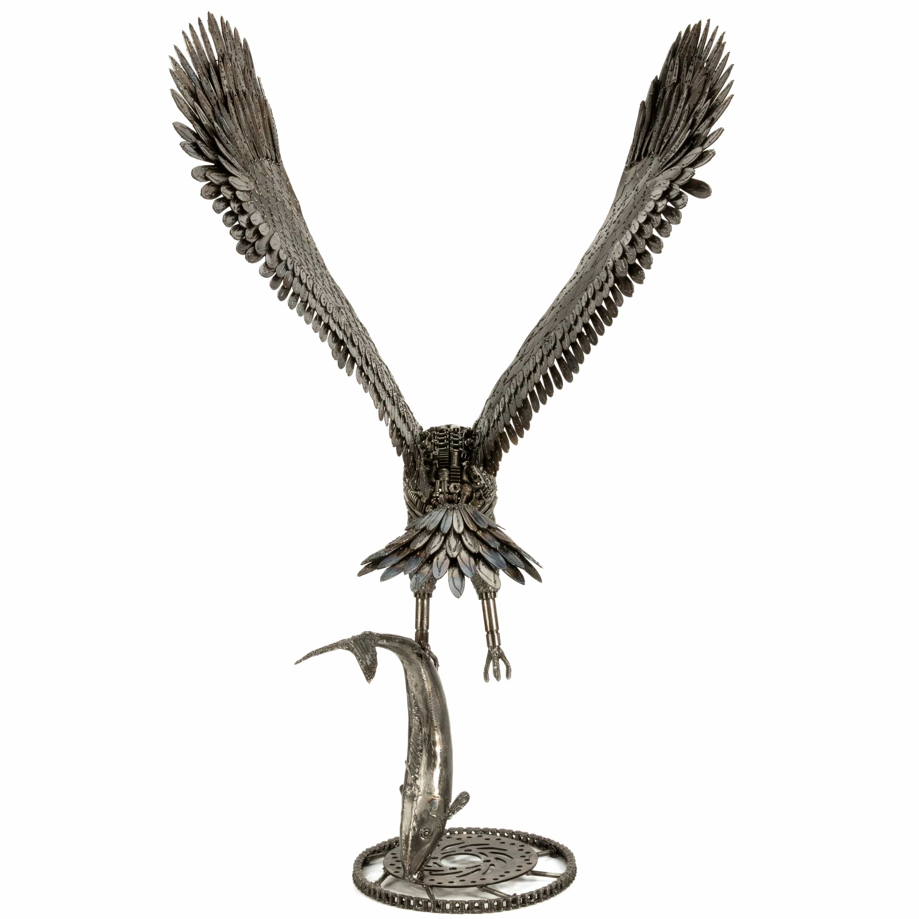 KALIFANO Recycled Metal Art 47" Eagle on the Hunt Recycled Metal Art Sculpture RMS-EAG54x120-PK