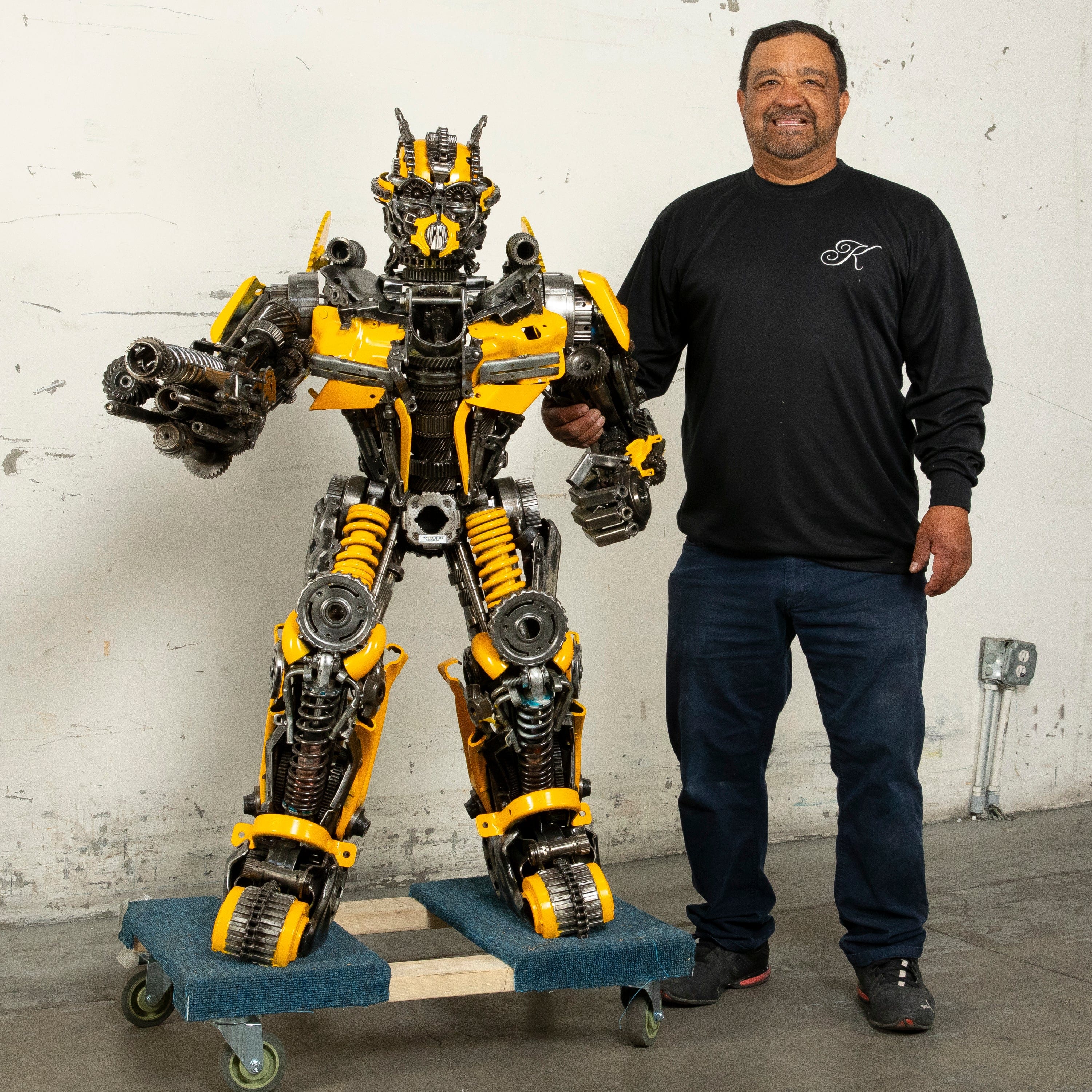 Kalifano Recycled Metal Art 55" Bumblebee Inspired Recycled Metal Art Sculpture RMS-BB140-S04