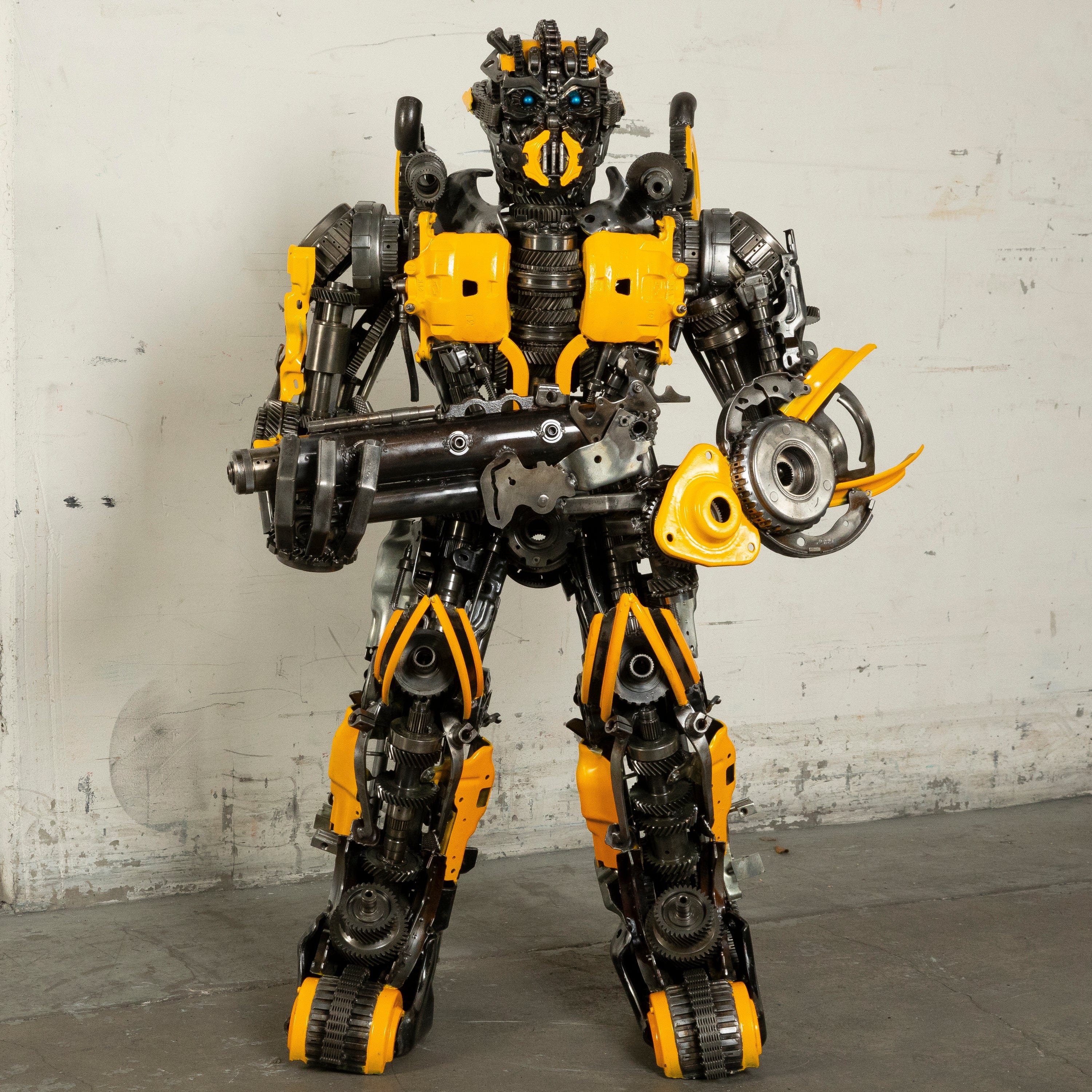 Kalifano Recycled Metal Art 55" Bumblebee Inspired Recycled Metal Art Sculpture RMS-BB140-S09
