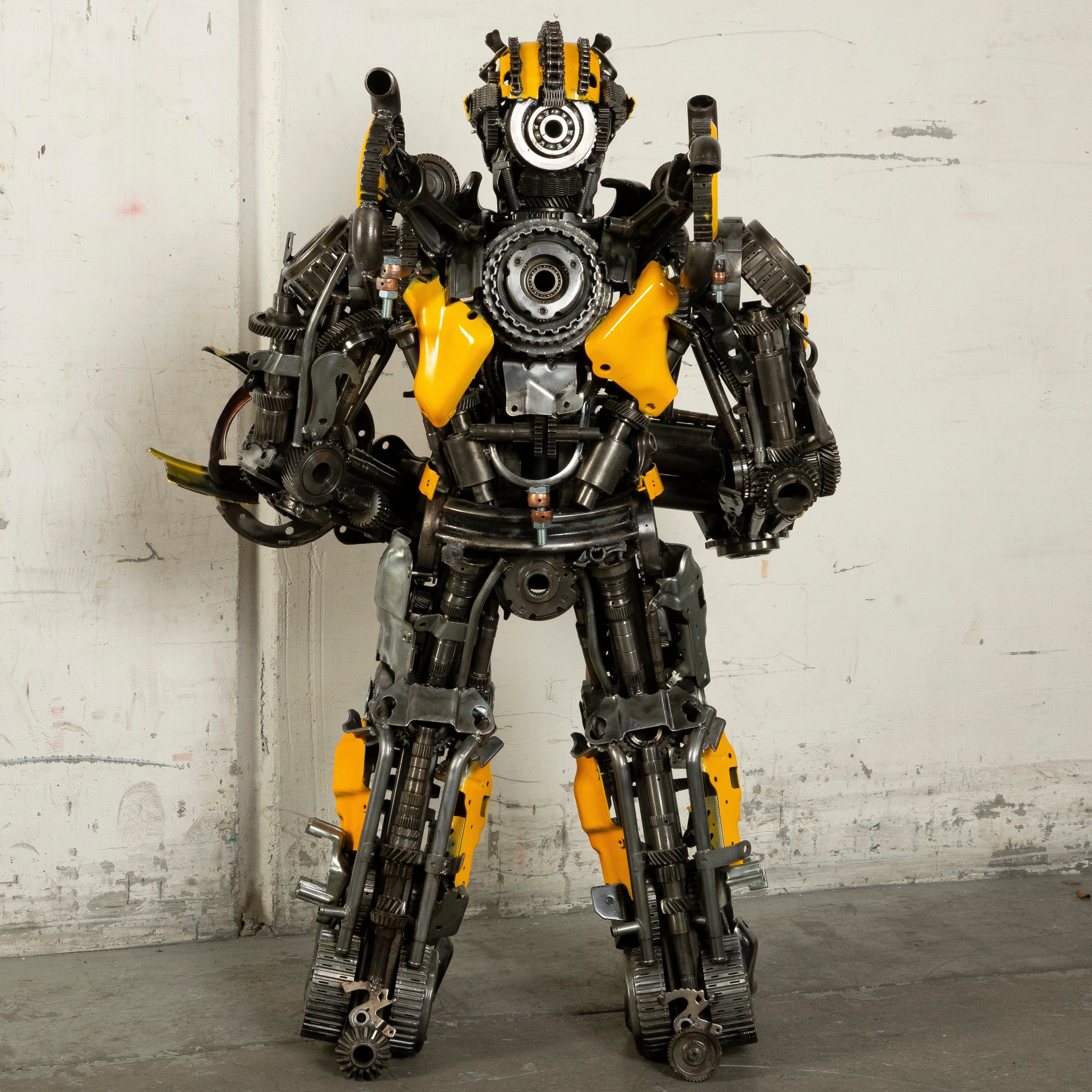 Kalifano Recycled Metal Art 55" Bumblebee Inspired Recycled Metal Art Sculpture RMS-BB140-S09