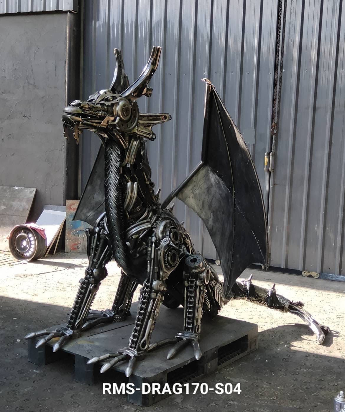 KALIFANO Recycled Metal Art 67” Dragon Recycled Metal Art Sculpture RMS-DRAG170-S04