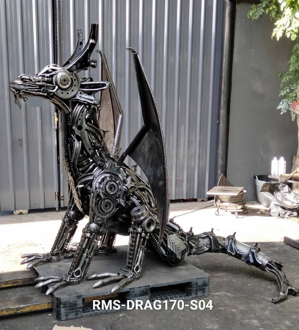 KALIFANO Recycled Metal Art 67” Dragon Recycled Metal Art Sculpture RMS-DRAG170-S04