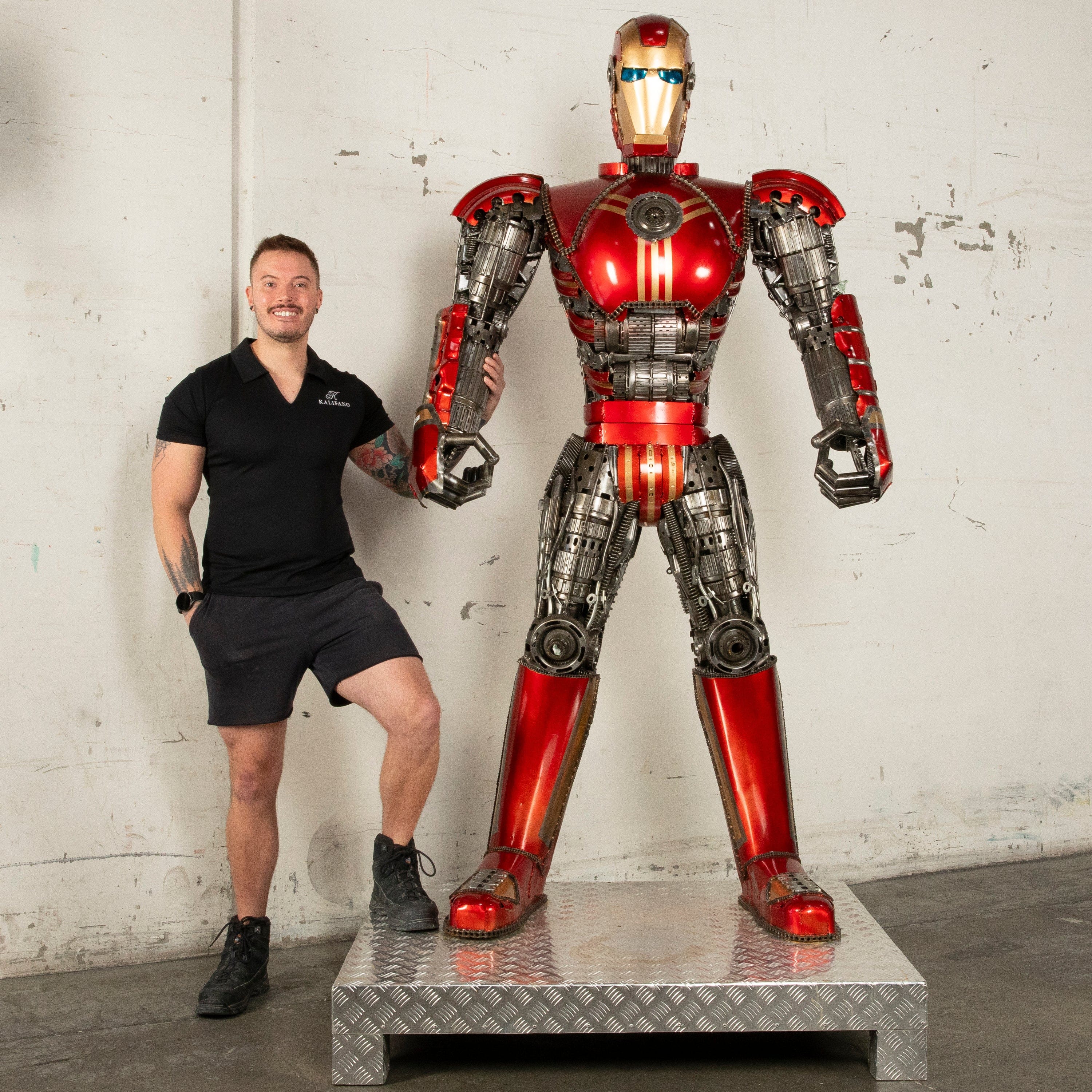 Kalifano Recycled Metal Art 79" Iron Man Inspired Recycled Metal Art Sculpture RMS-IMR200-S07