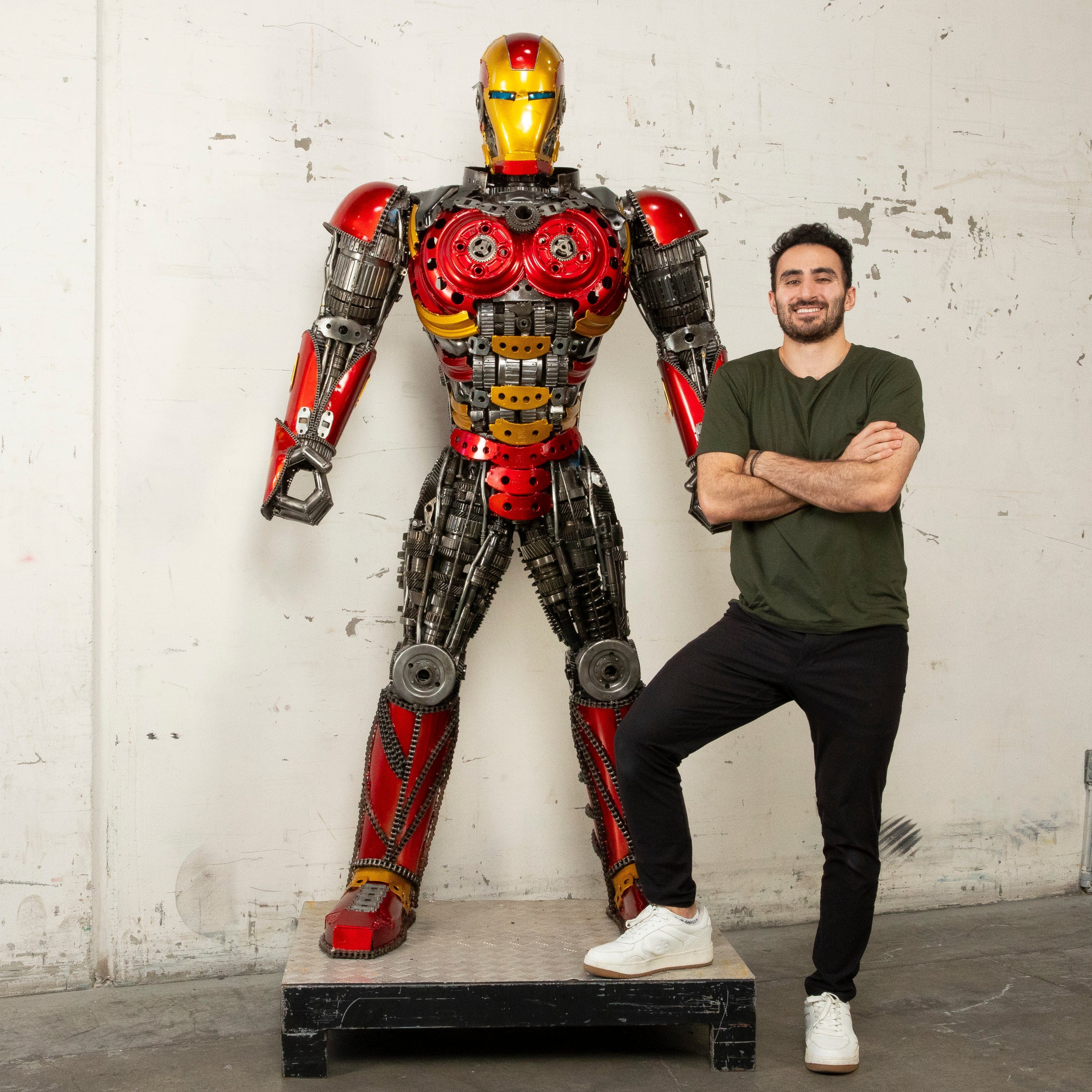 Kalifano Recycled Metal Art 79" Iron Man Inspired Recycled Metal Art Sculpture RMS-IMR200-S09