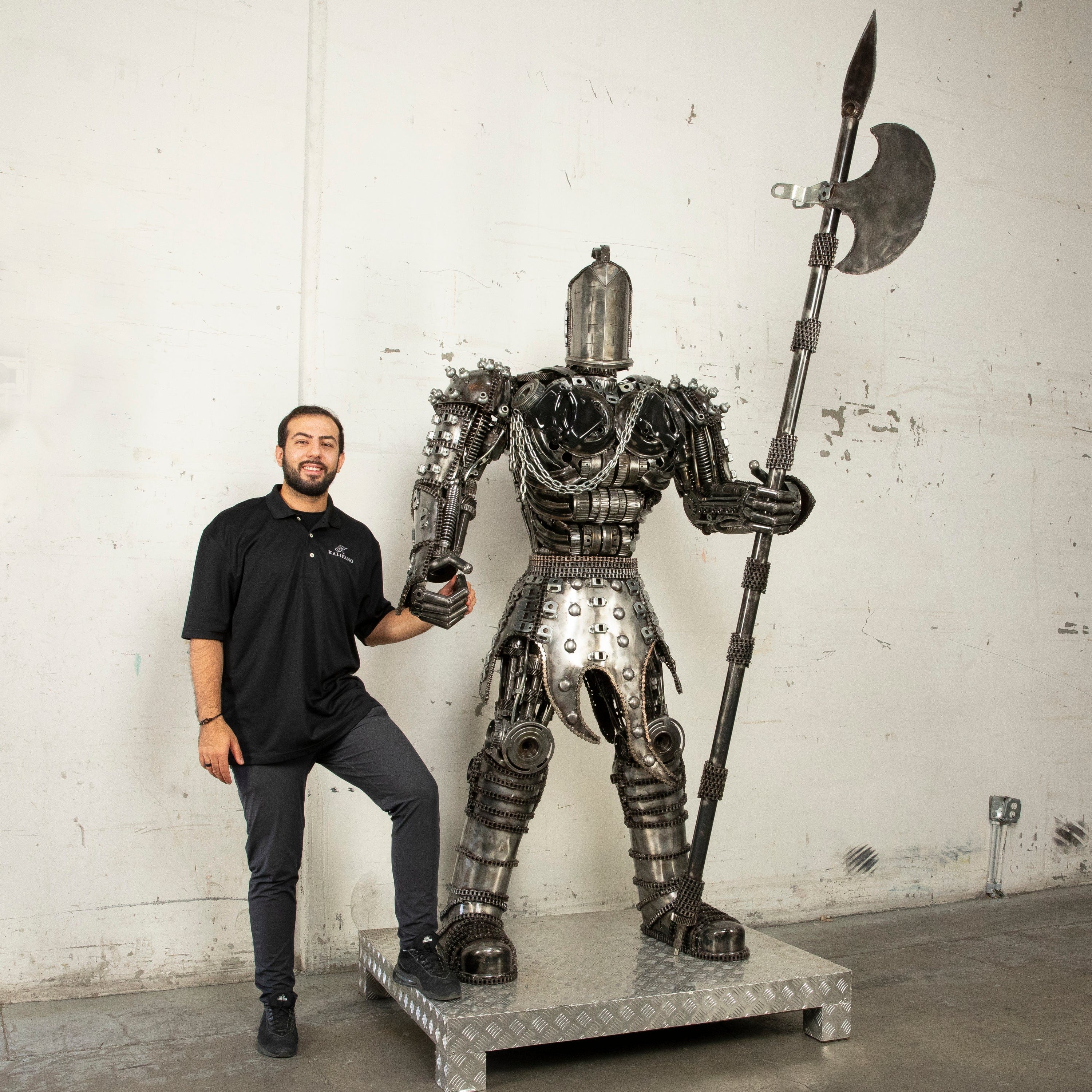Kalifano Recycled Metal Art 79" Knight Inspired Recycled Metal Art Sculpture RMS-KN200-S04