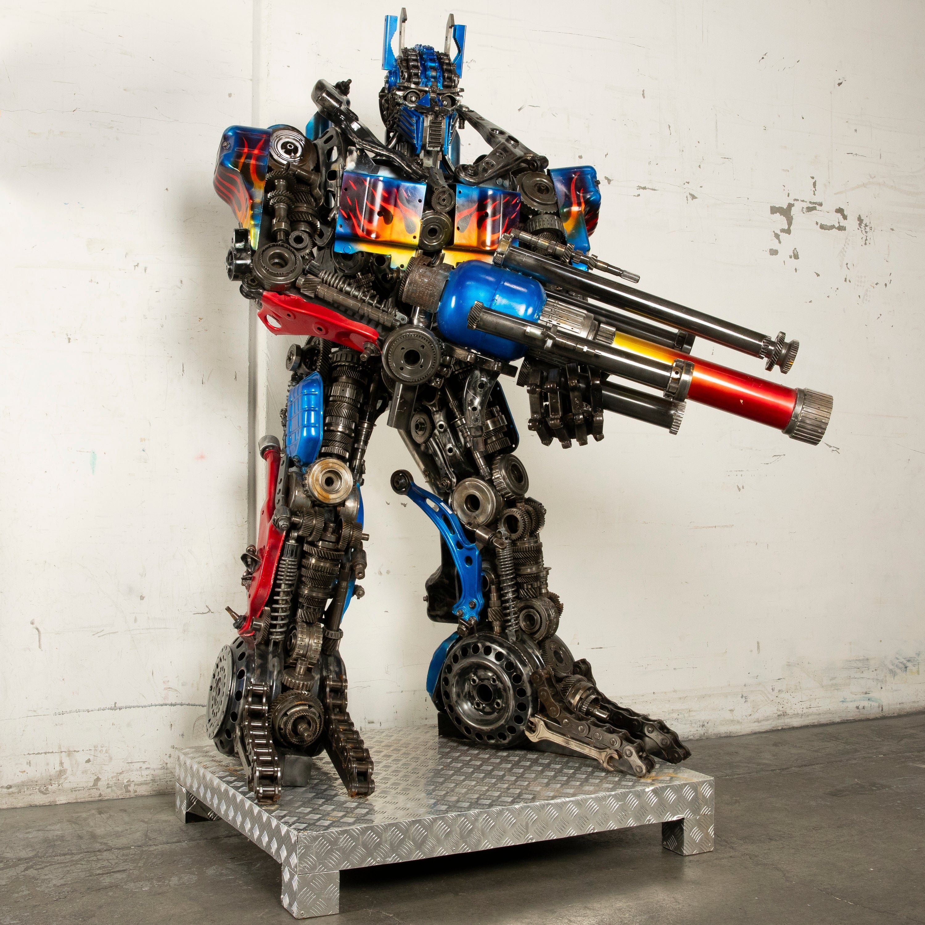 Kalifano Recycled Metal Art 79" Optimus Prime Inspired Recycled Metal Art Sculpture RMS-OP200-S19