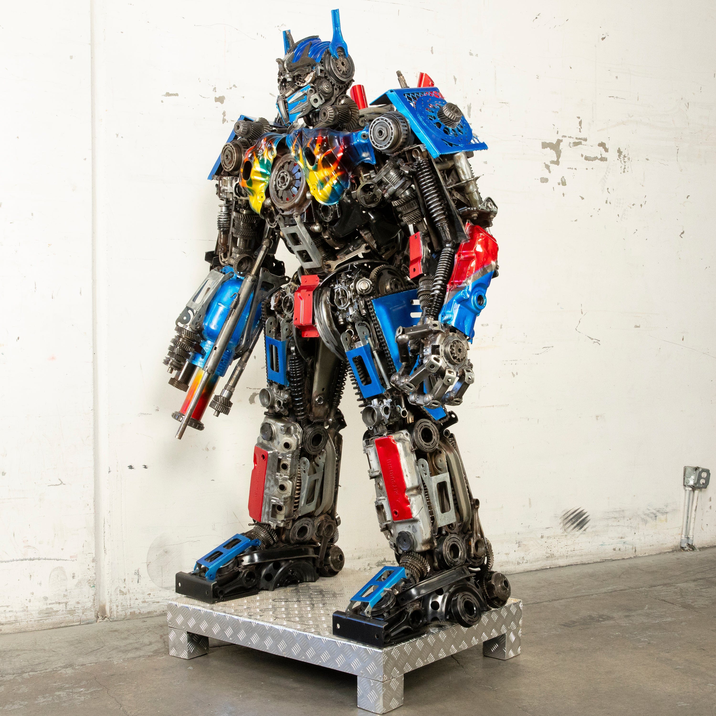 Kalifano Recycled Metal Art 79" Optimus Prime Inspired Recycled Metal Art Sculpture RMS-OP200-S24