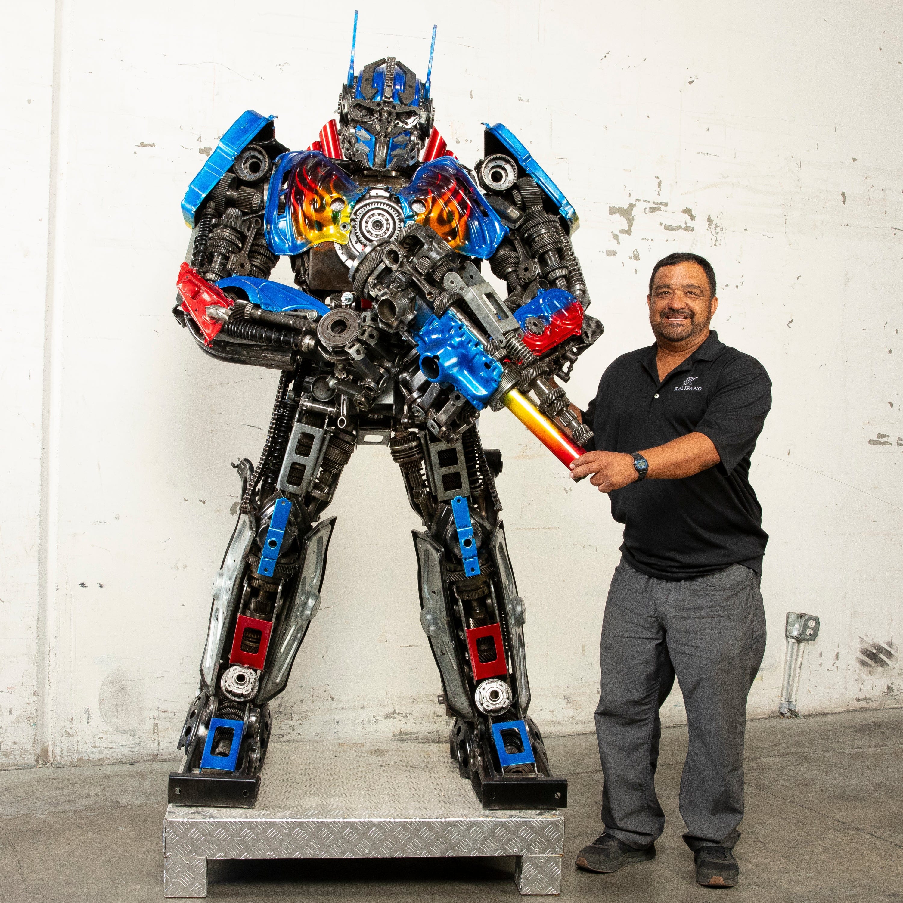 Kalifano Recycled Metal Art 79" Optimus Prime Inspired Recycled Metal Art Sculpture RMS-OP200-S25