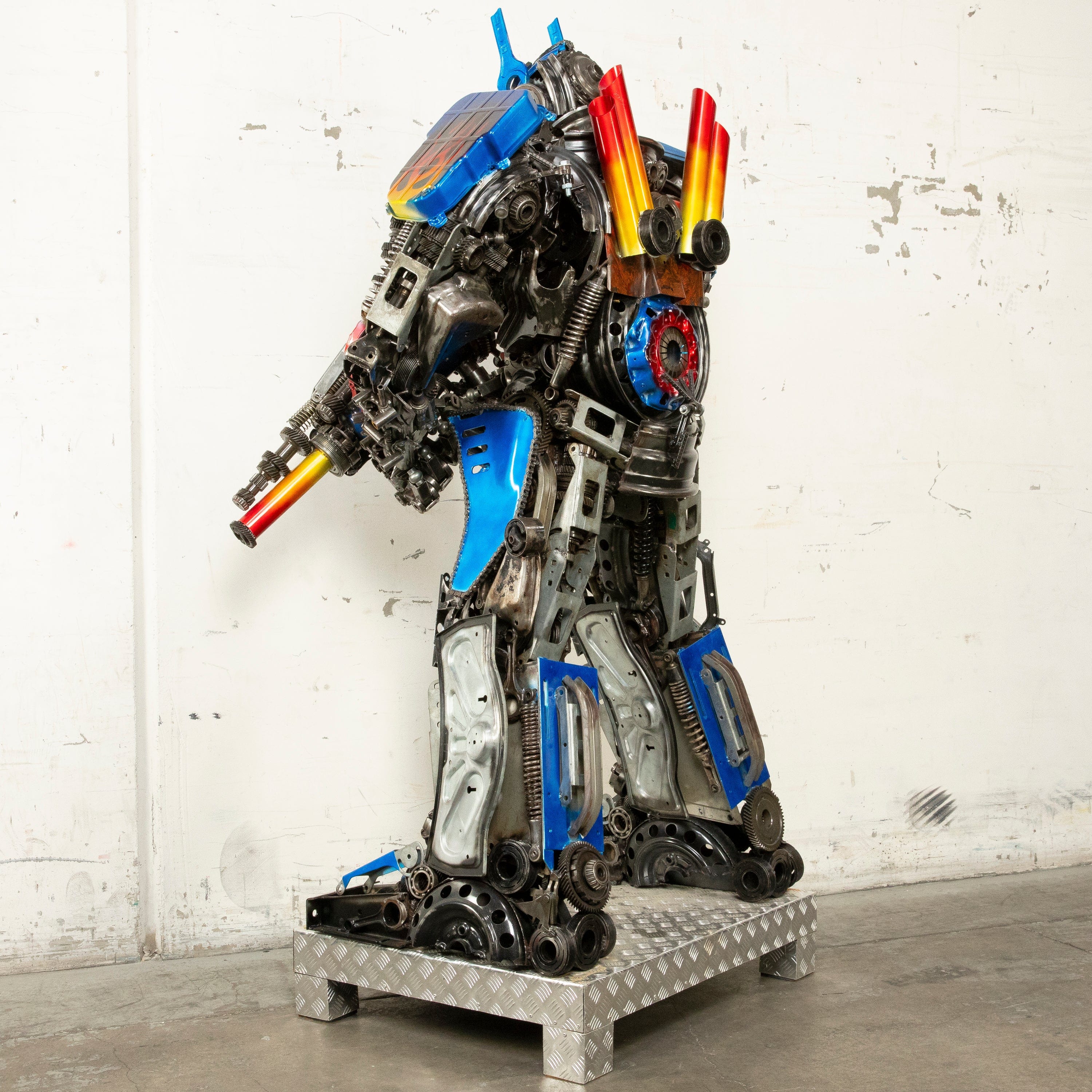 Kalifano Recycled Metal Art 79" Optimus Prime Inspired Recycled Metal Art Sculpture RMS-OP200-S25