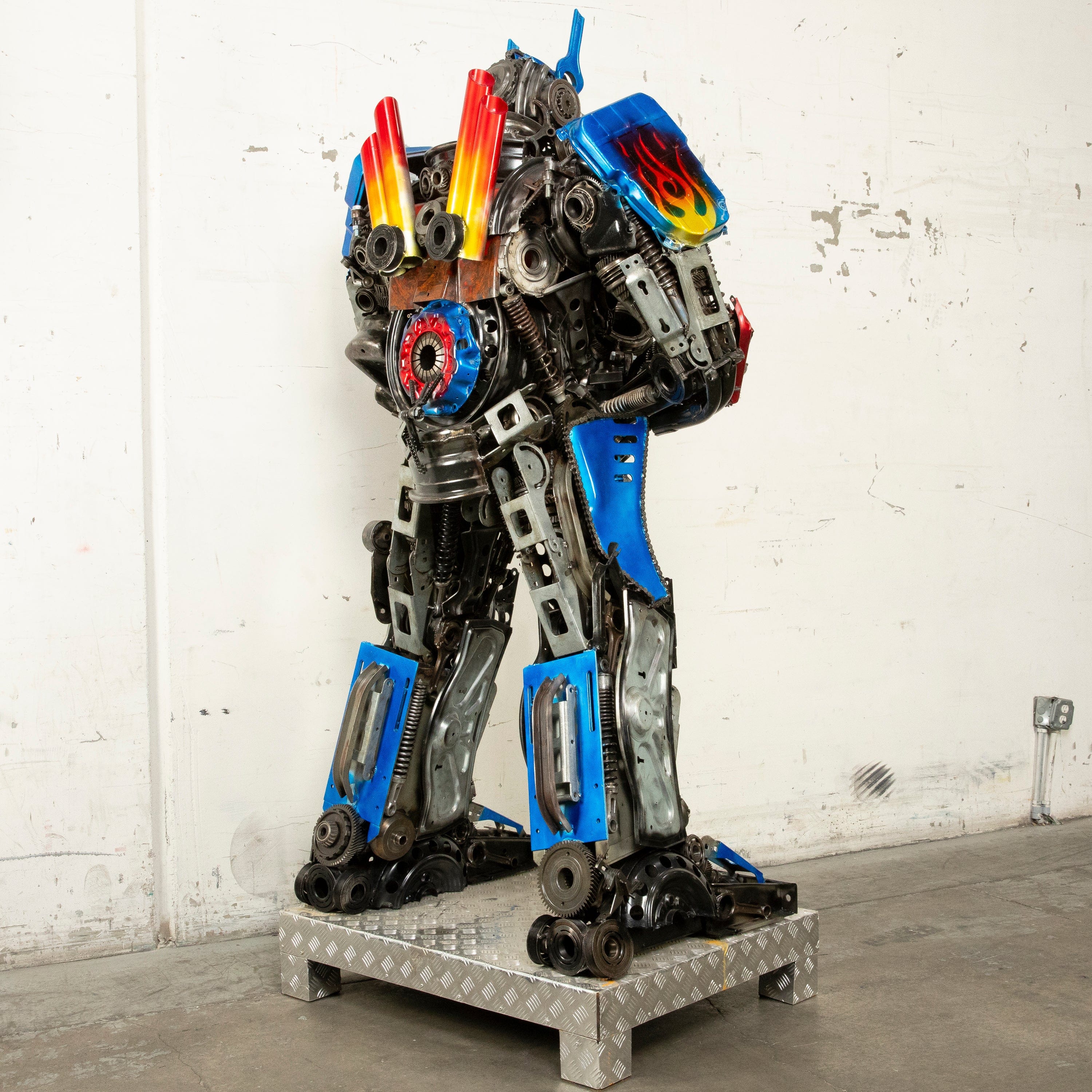 Kalifano Recycled Metal Art 79" Optimus Prime Inspired Recycled Metal Art Sculpture RMS-OP200-S25