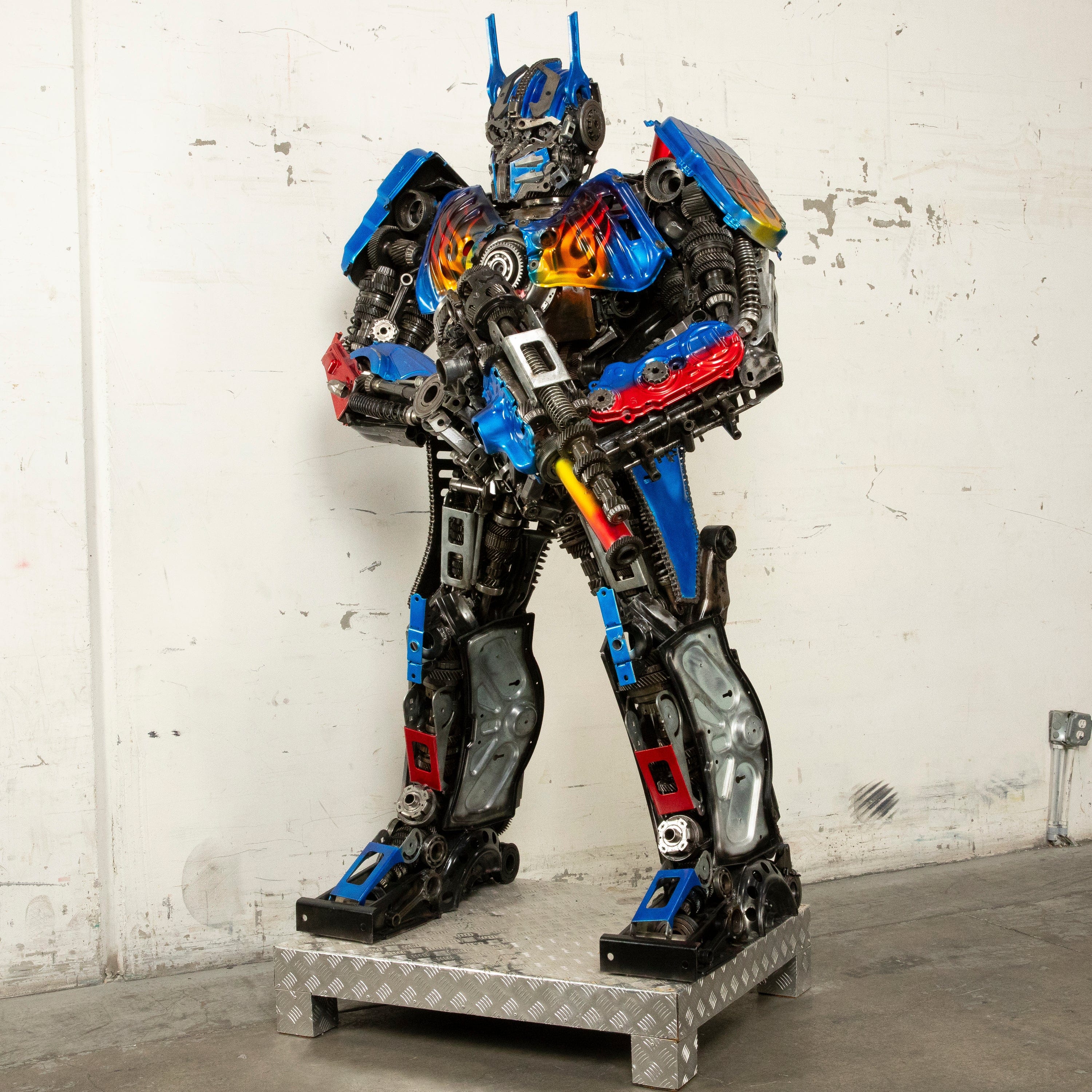 Kalifano Recycled Metal Art 79" Optimus Prime Inspired Recycled Metal Art Sculpture RMS-OP200-S25