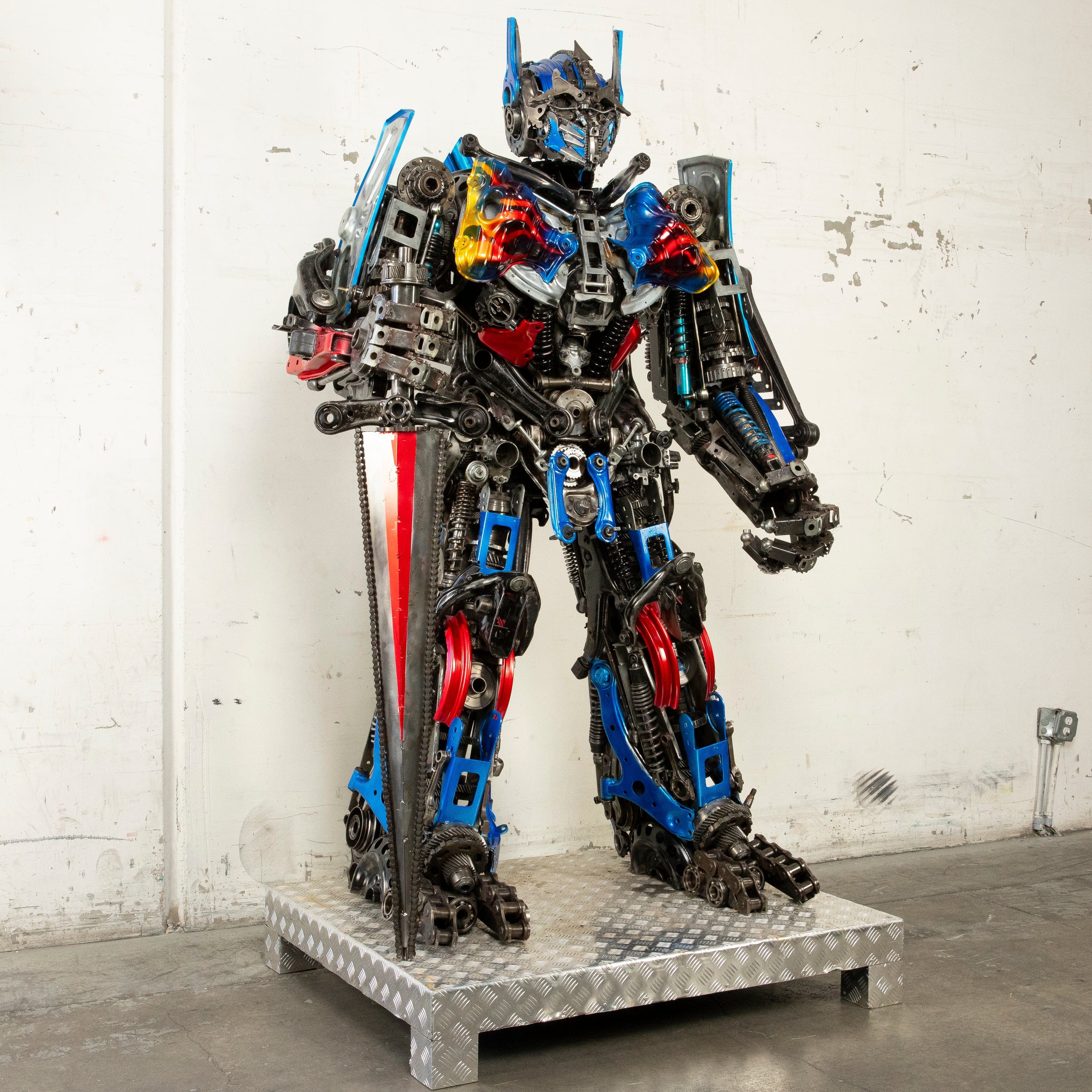 Kalifano Recycled Metal Art 79" Optimus Prime Inspired Recycled Metal Art Sculpture RMS-OP200-S26