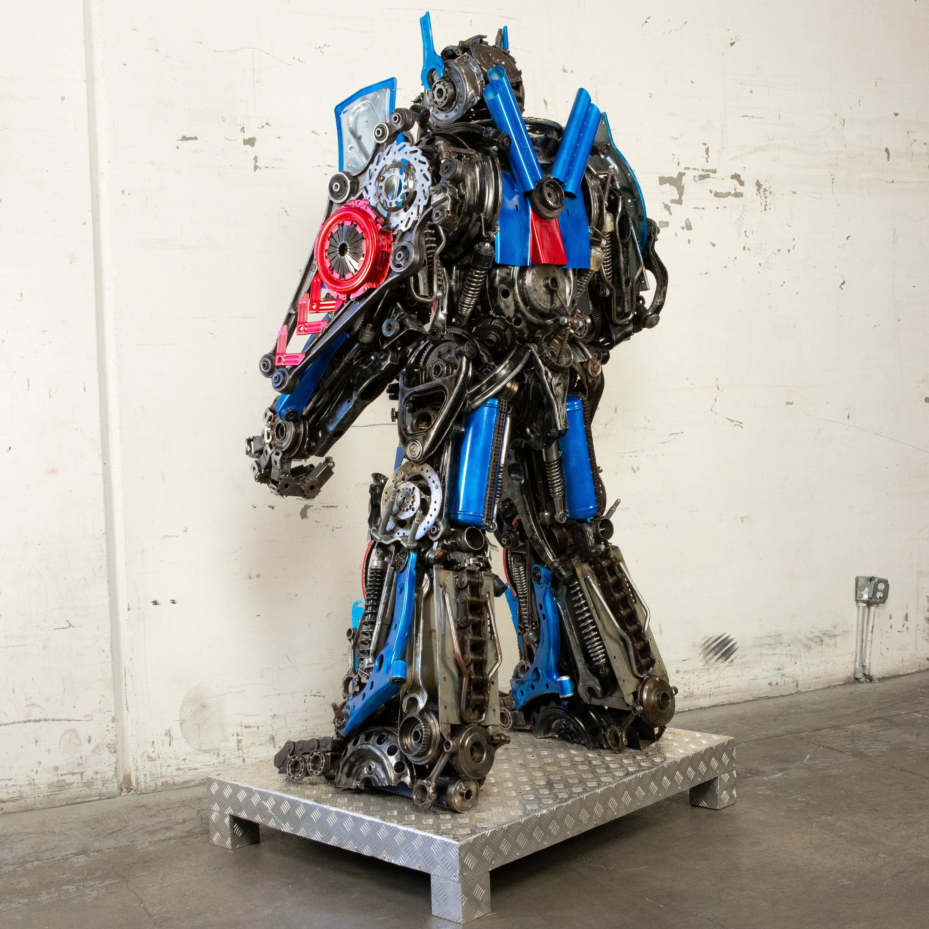 Kalifano Recycled Metal Art 79" Optimus Prime Inspired Recycled Metal Art Sculpture RMS-OP200-S26