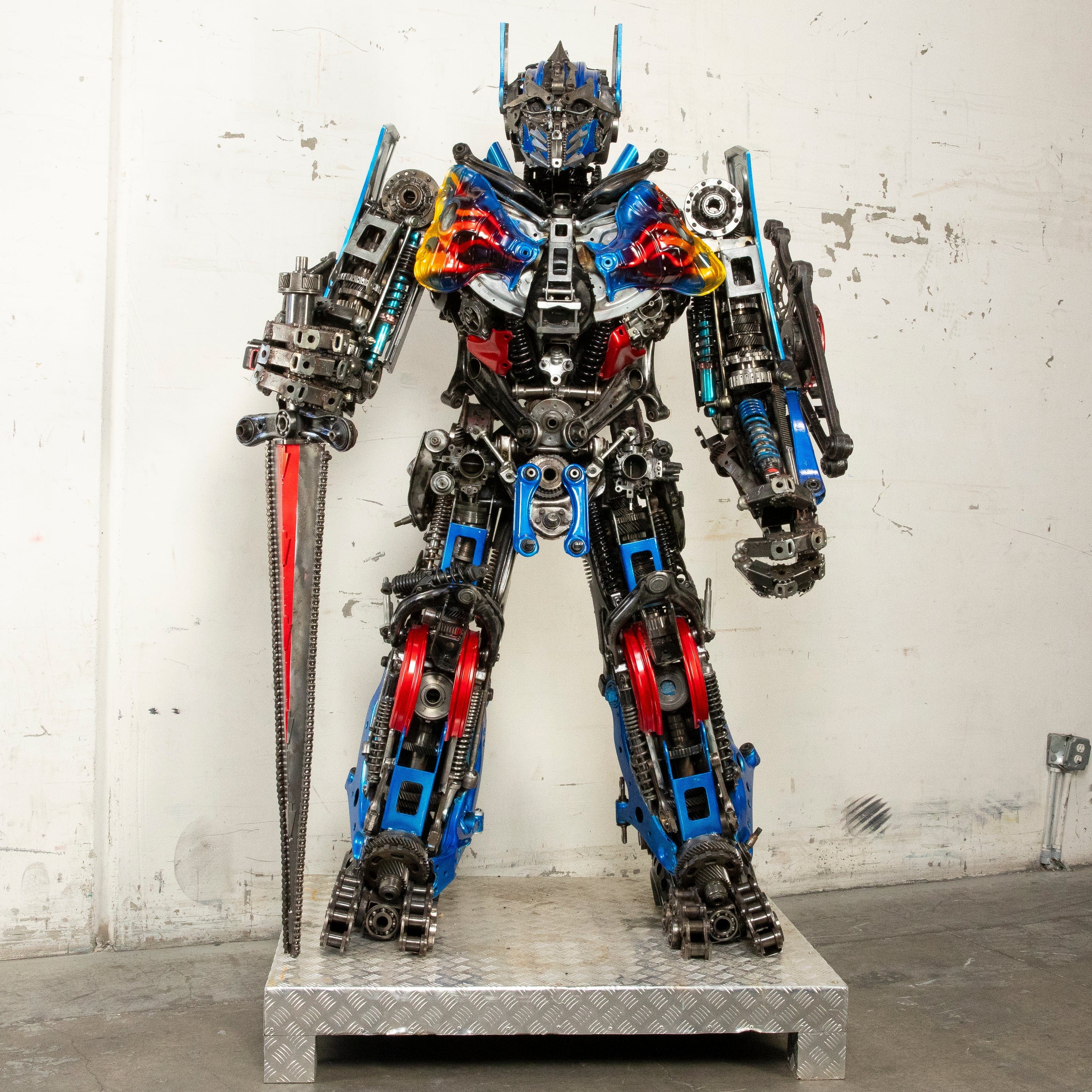 Kalifano Recycled Metal Art 79" Optimus Prime Inspired Recycled Metal Art Sculpture RMS-OP200-S26