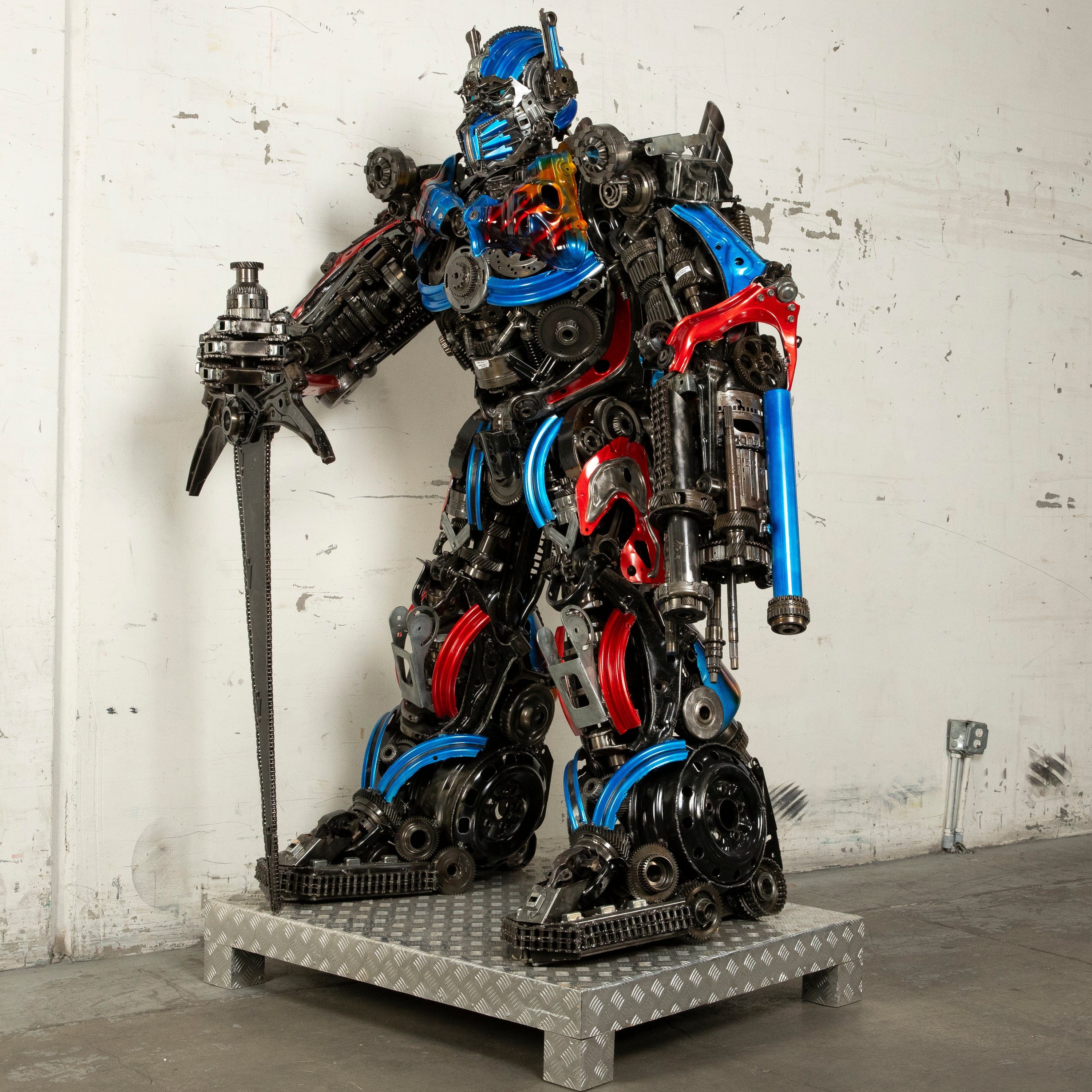 Kalifano Recycled Metal Art 79" Optimus Prime Inspired Recycled Metal Art Sculpture RMS-OP200-S31