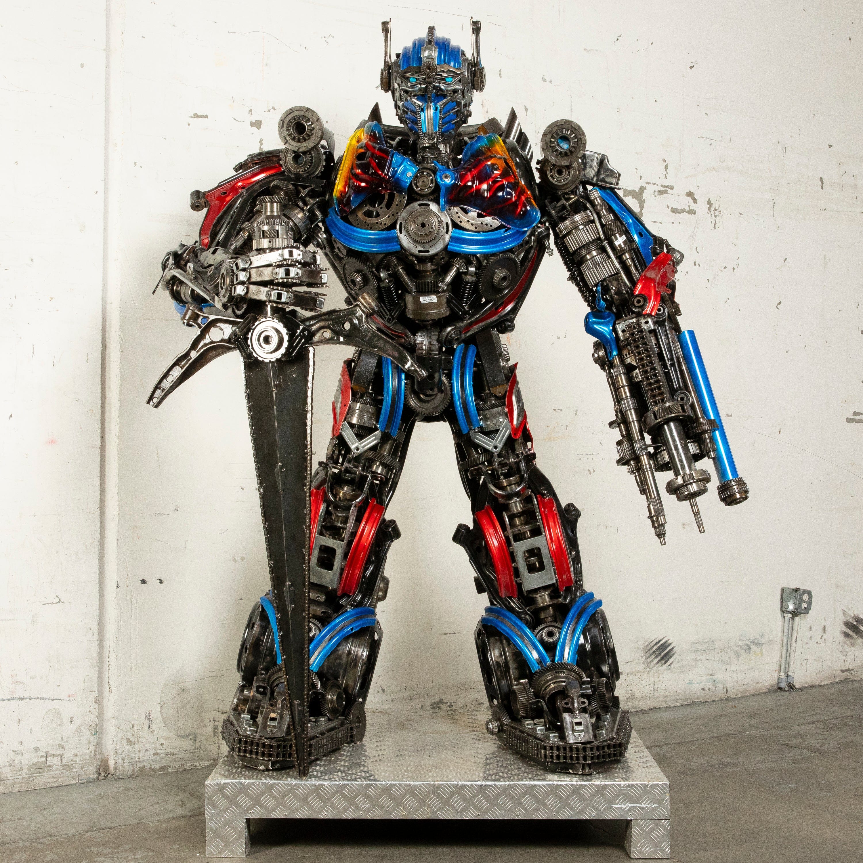 Kalifano Recycled Metal Art 79" Optimus Prime Inspired Recycled Metal Art Sculpture RMS-OP200-S31