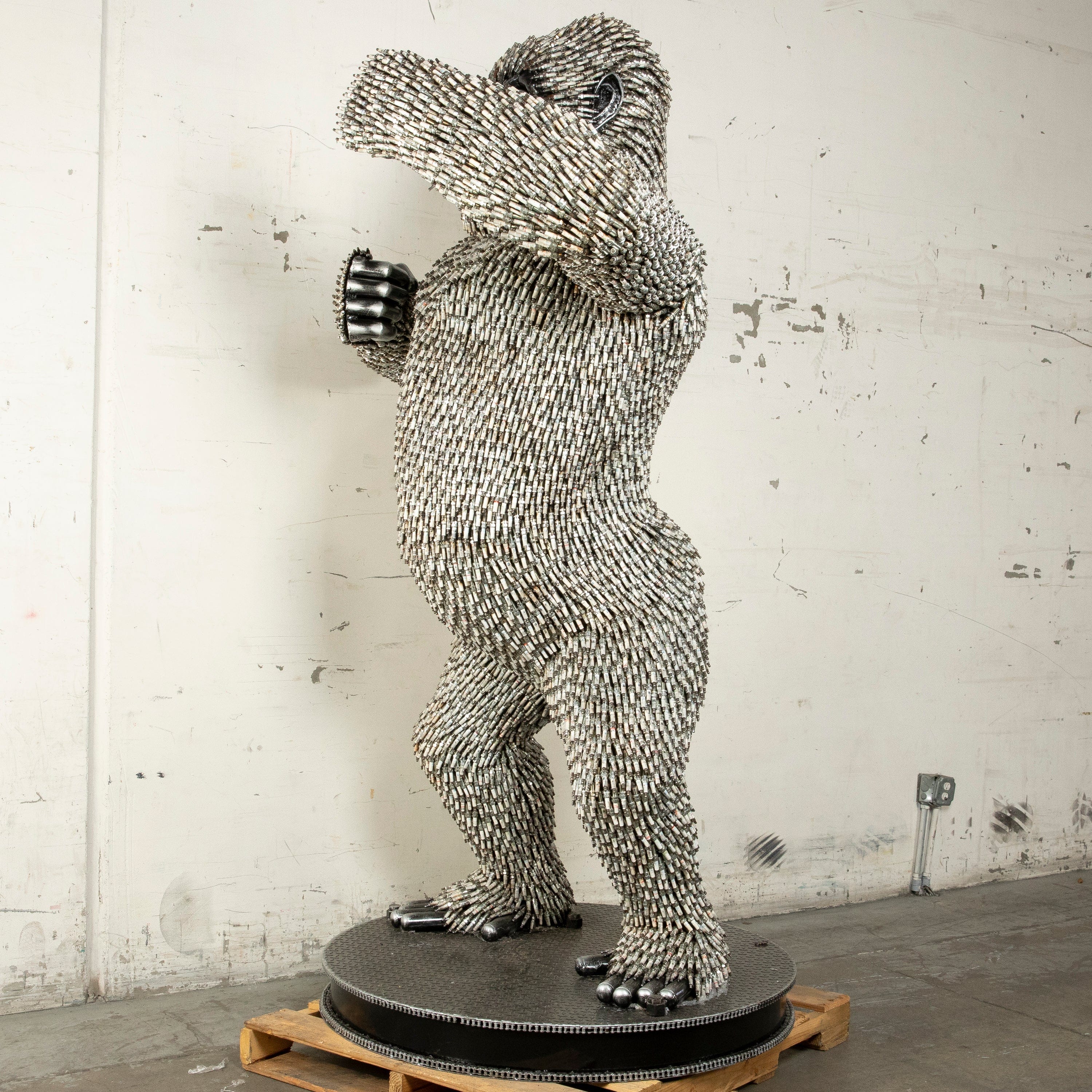 Kalifano Recycled Metal Art 90" Standing Spark Plug (16,000+) KingKong Gorilla Inspired Recycled Metal Sculpture RMS-KSTAND-P