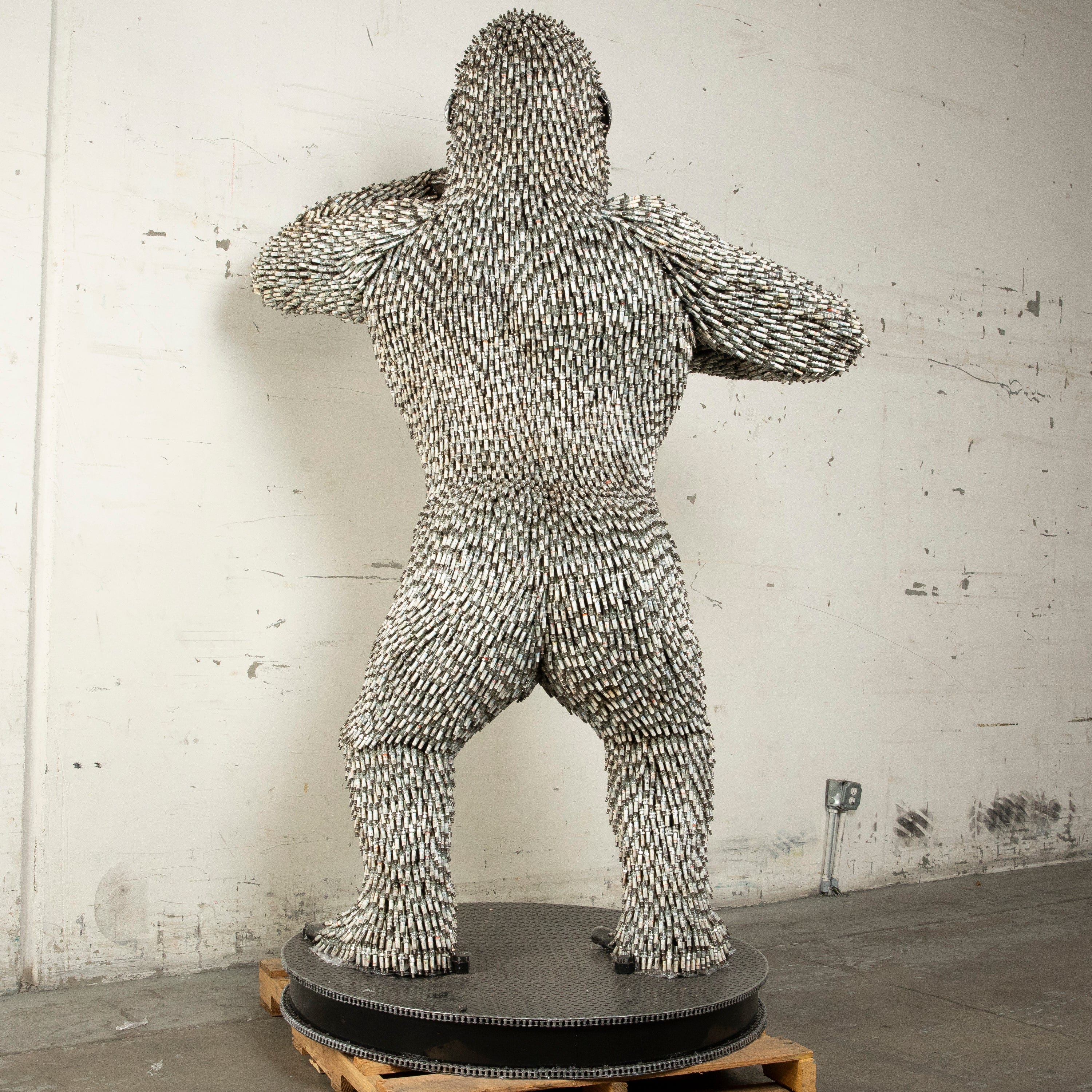Kalifano Recycled Metal Art 90" Standing Spark Plug (16,000+) KingKong Gorilla Inspired Recycled Metal Sculpture RMS-KSTAND-P