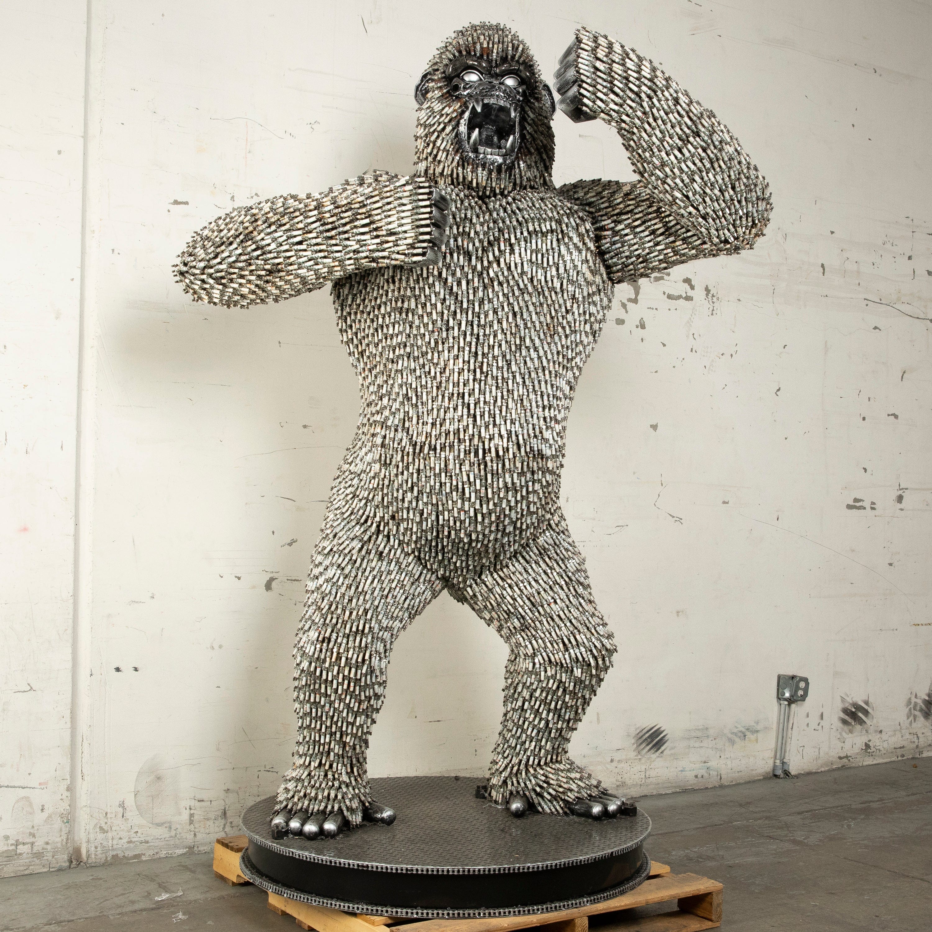 Kalifano Recycled Metal Art 90" Standing Spark Plug (16,000+) KingKong Gorilla Inspired Recycled Metal Sculpture RMS-KSTAND-P
