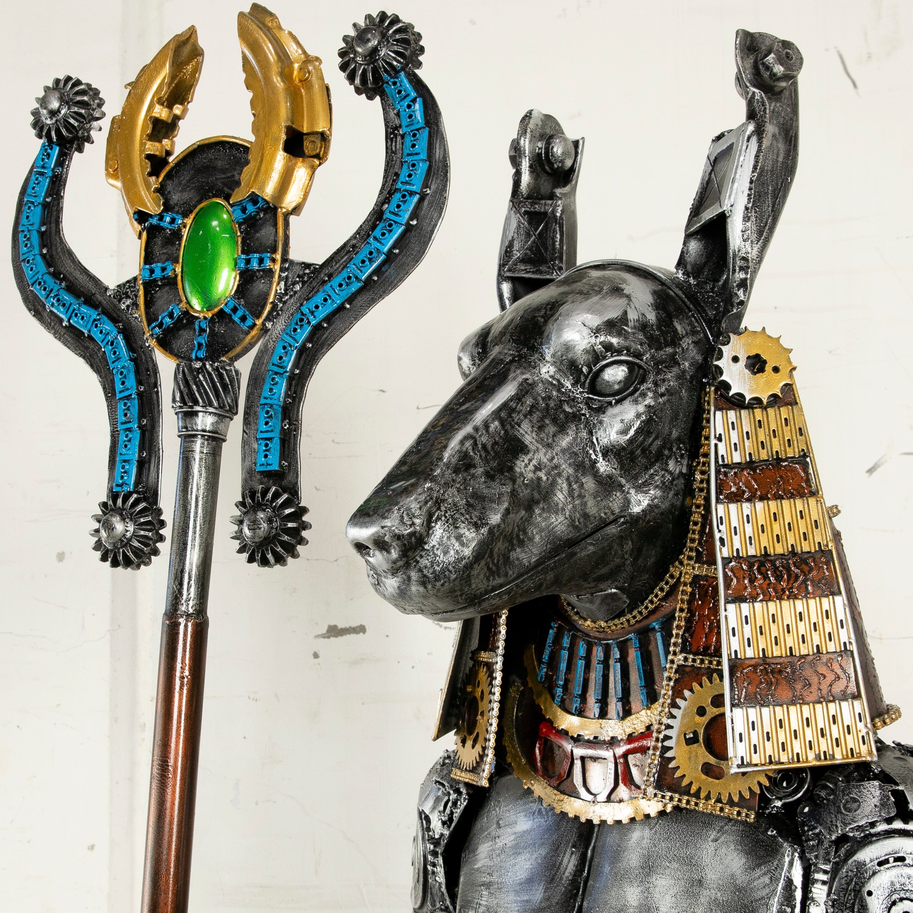 Kalifano Recycled Metal Art 91" Anubis Recycled Metal Sculpture Anubis RMS-ANU230-N01