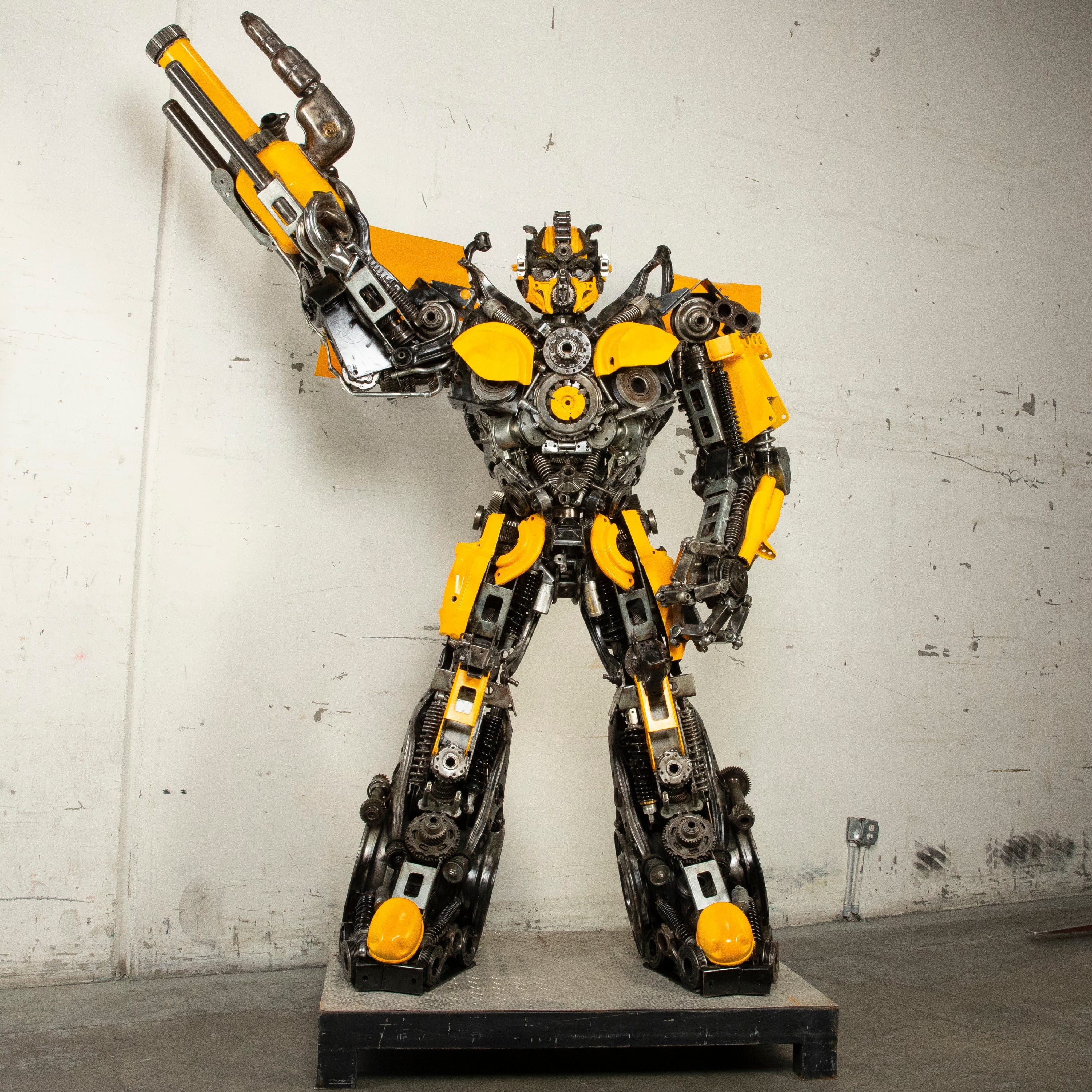 Kalifano Recycled Metal Art 91" Bumblebee Inspired Recycled Metal Art Sculpture RMS-BB230-S37