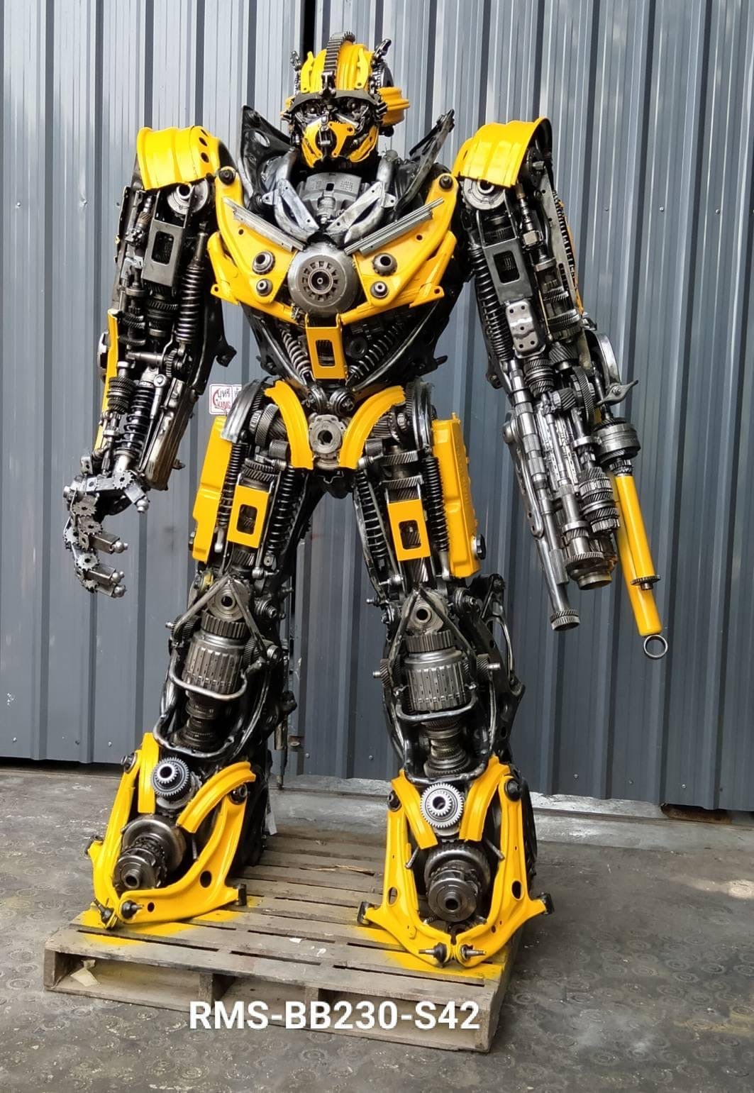 Kalifano Recycled Metal Art 91" Bumblebee Inspired Recycled Metal Art Sculpture RMS-BB230-S42