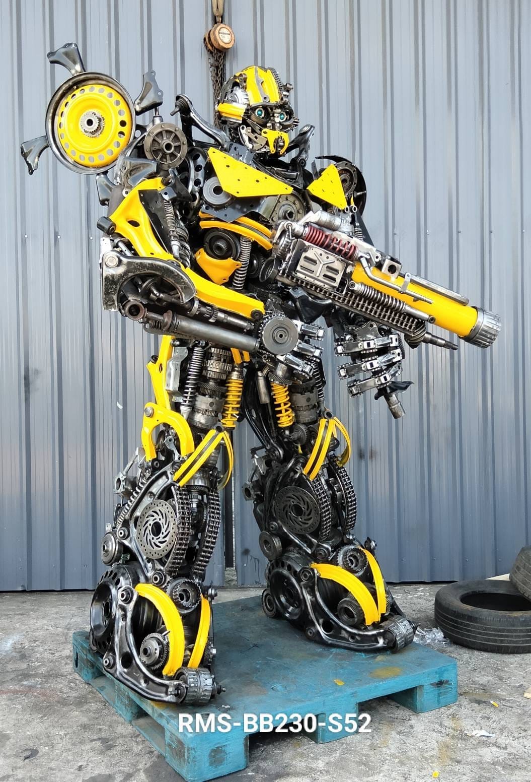 Kalifano Recycled Metal Art 91" Bumblebee Inspired Recycled Metal Art Sculpture RMS-BB230-S52