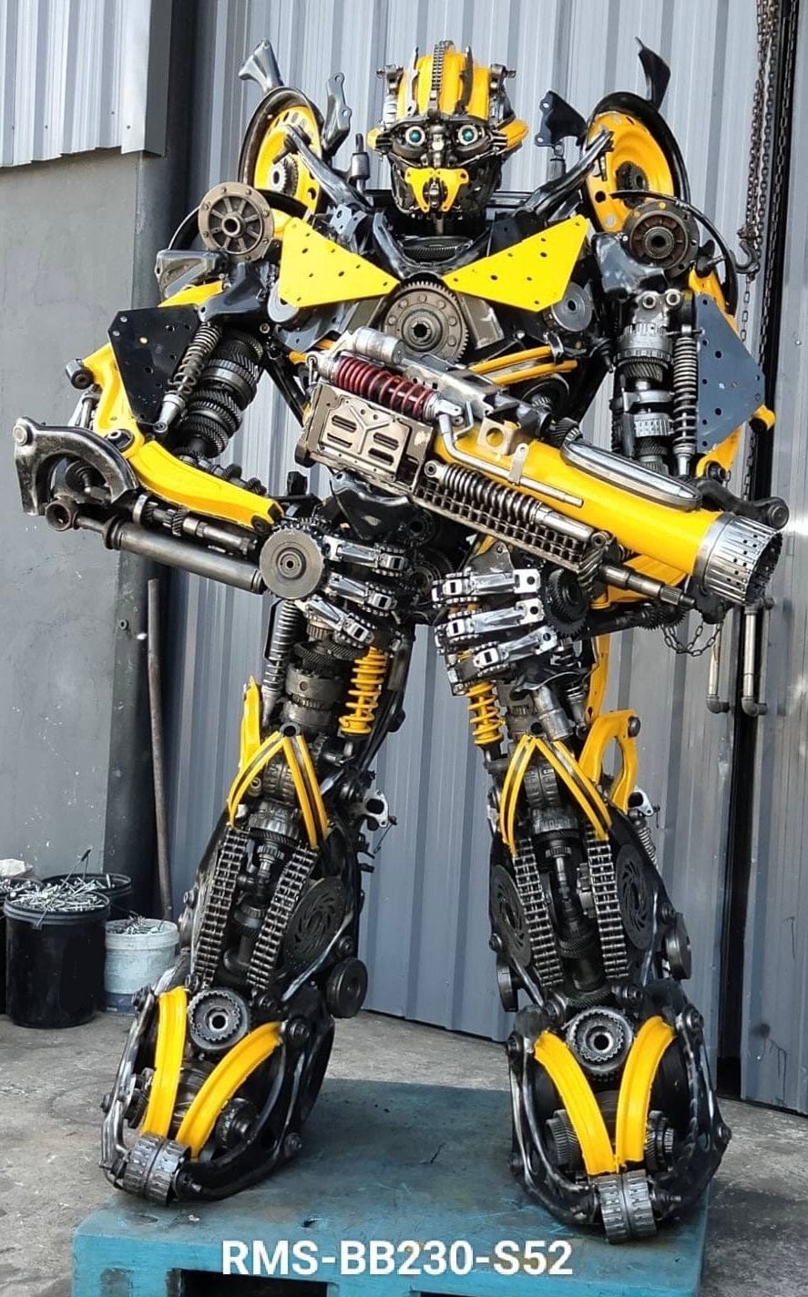 Kalifano Recycled Metal Art 91" Bumblebee Inspired Recycled Metal Art Sculpture RMS-BB230-S52