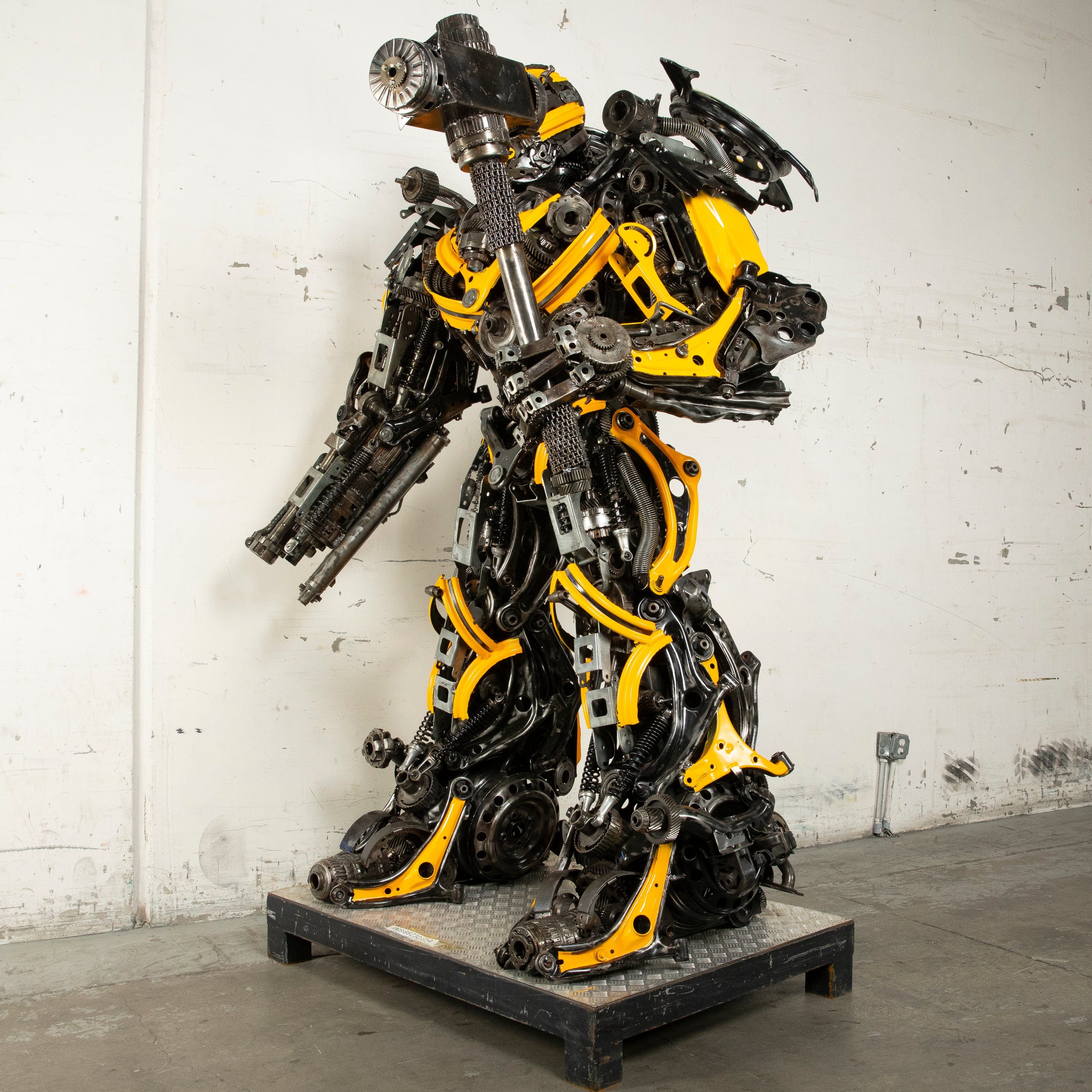Kalifano Recycled Metal Art 91" Bumblebee Inspired Recycled Metal Art Sculpture RMS-BB230-S54