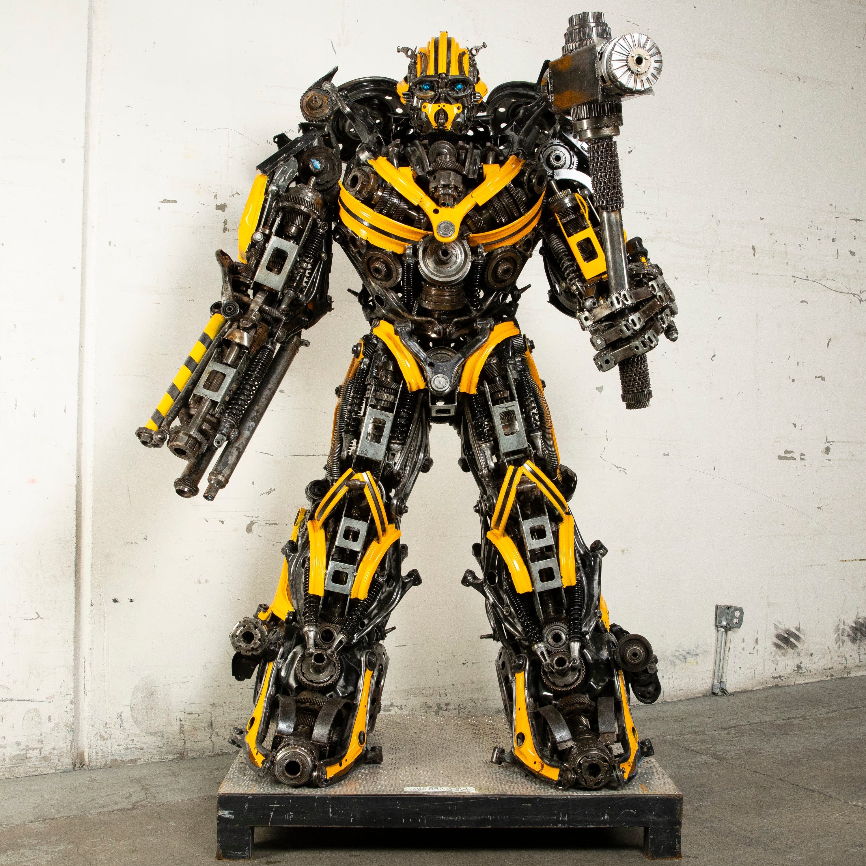 Kalifano Recycled Metal Art 91" Bumblebee Inspired Recycled Metal Art Sculpture RMS-BB230-S54