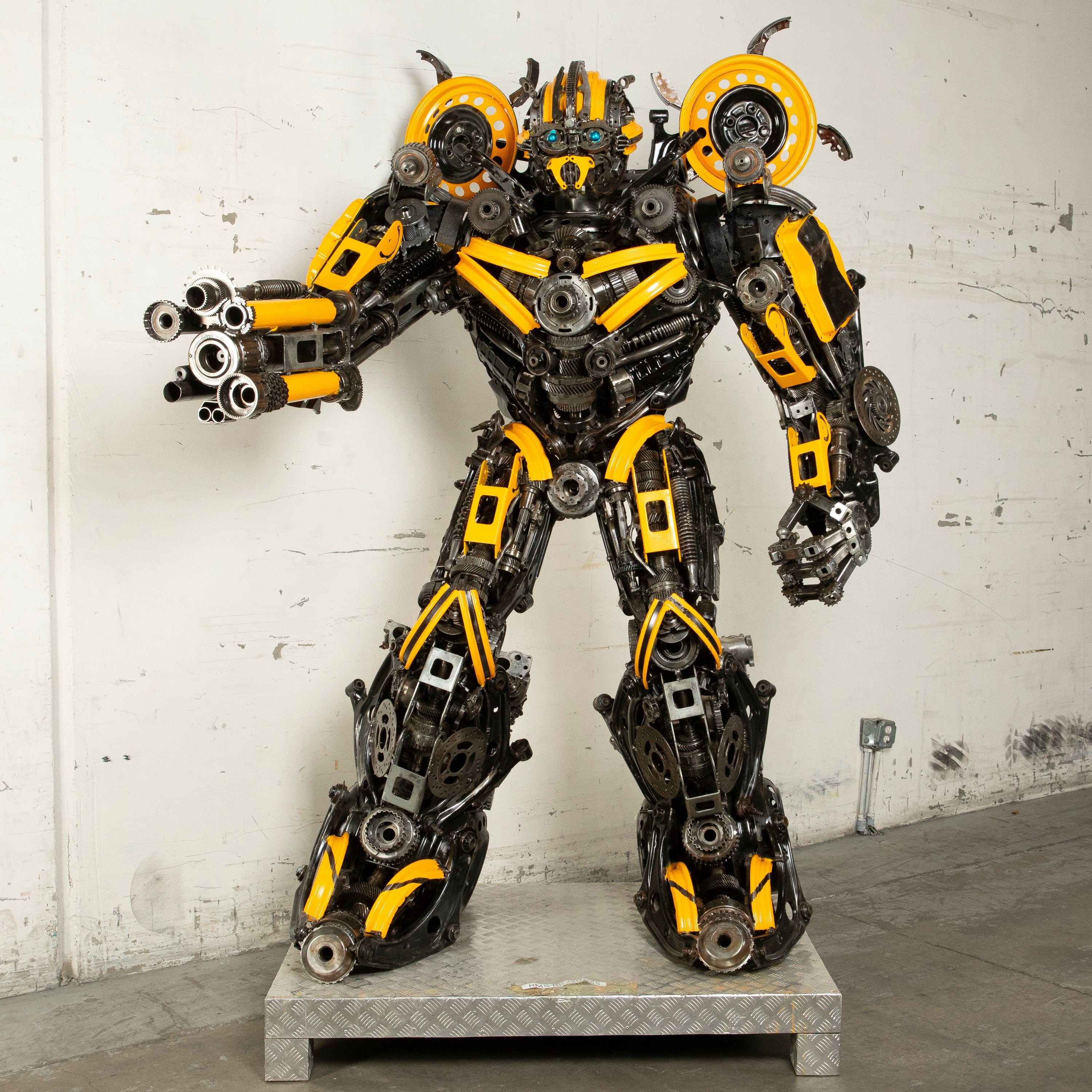 Kalifano Recycled Metal Art 91" Bumblebee Inspired Recycled Metal Art Sculpture RMS-BB230-S55