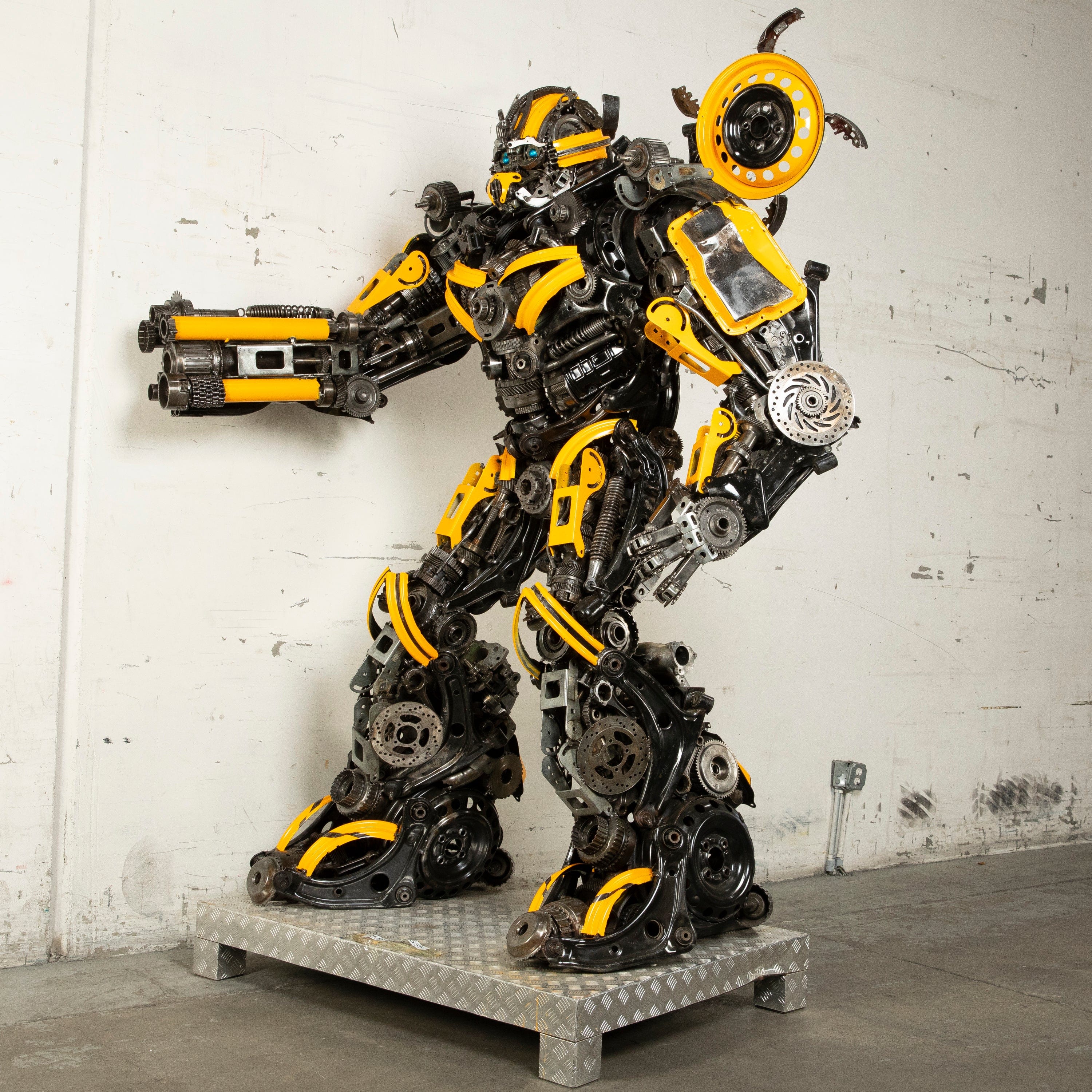Kalifano Recycled Metal Art 91" Bumblebee Inspired Recycled Metal Art Sculpture RMS-BB230-S55