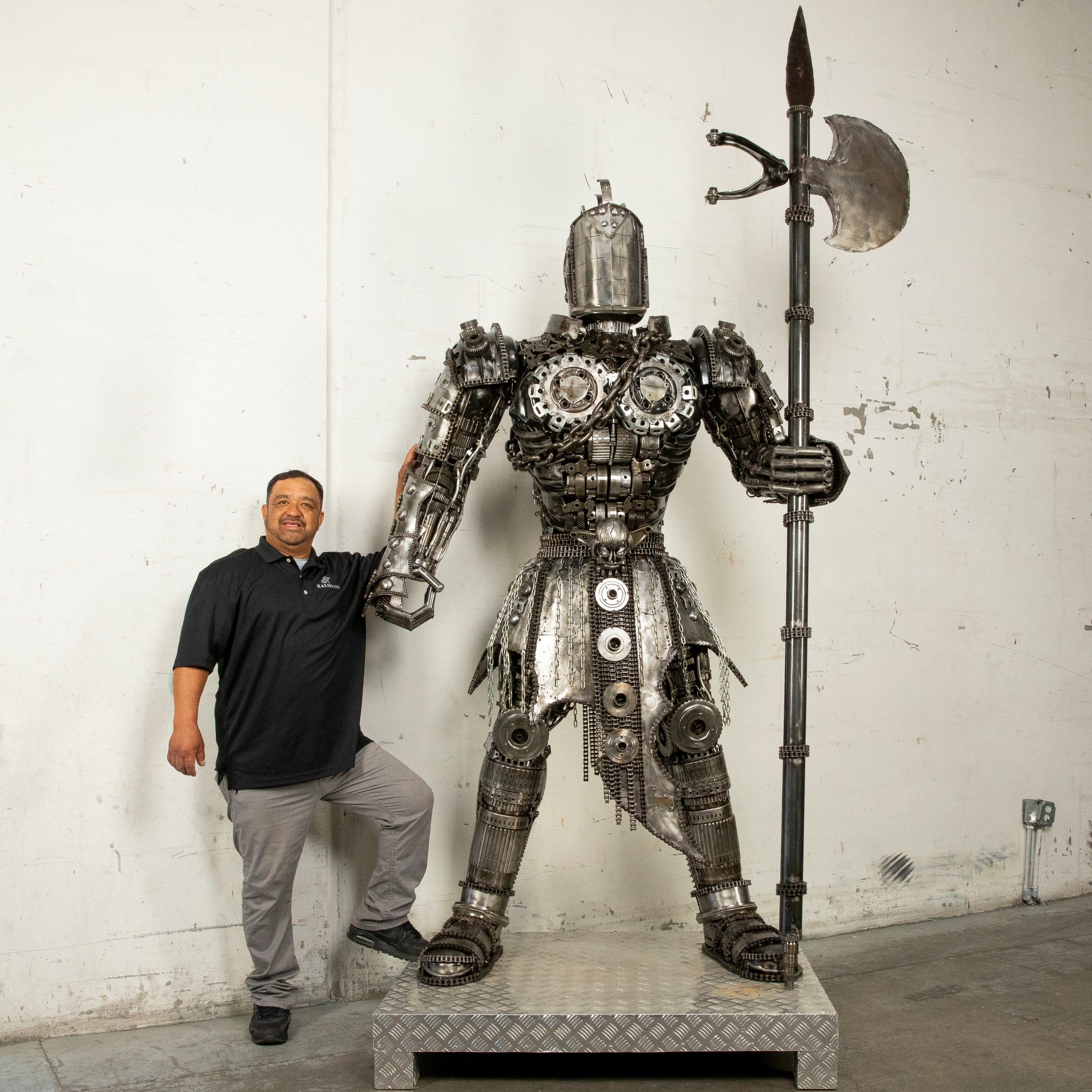 Kalifano Recycled Metal Art 91" Knight Recycled Metal Art Sculpture RMS-KN230-S18