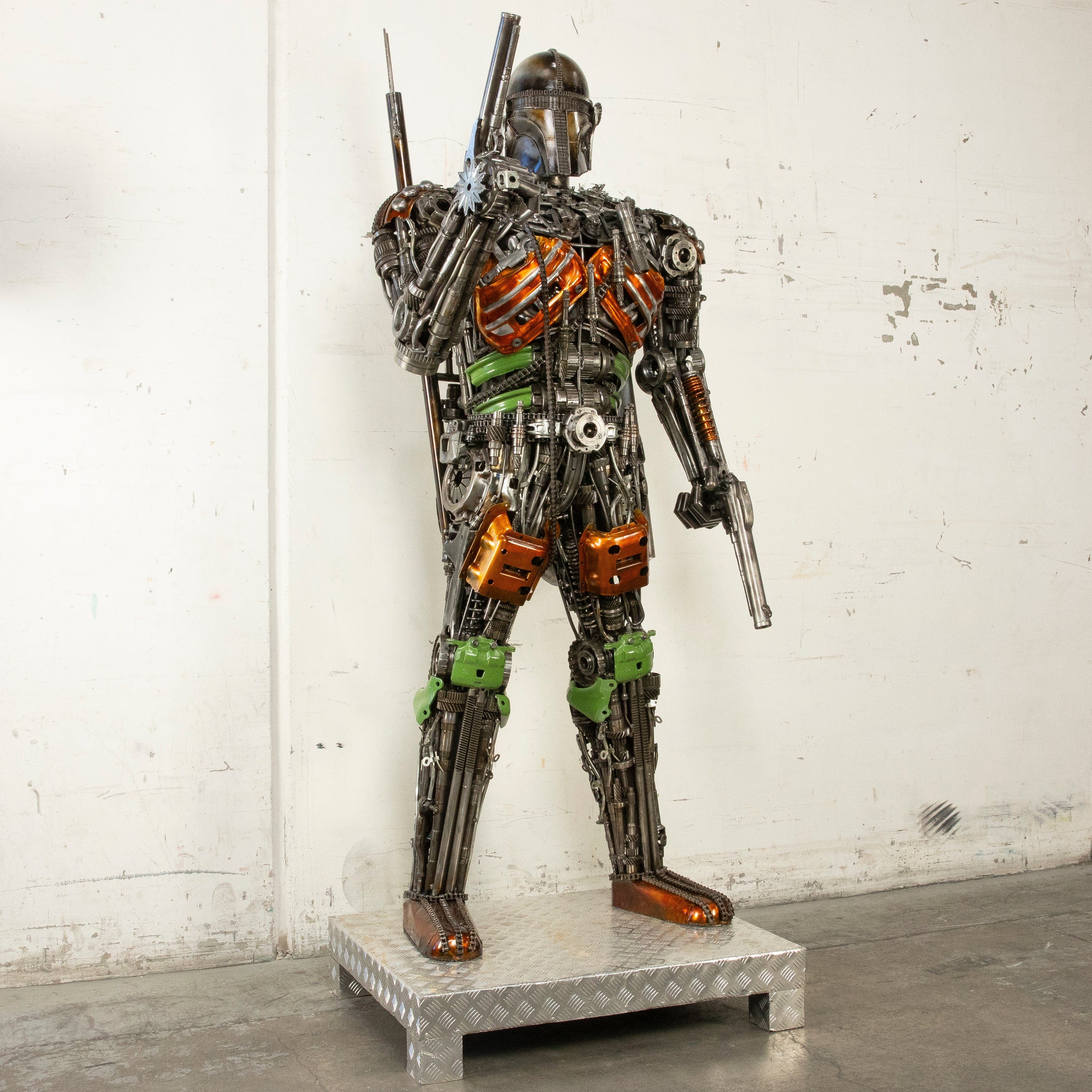 Kalifano Recycled Metal Art 91" Mandalorian Inspired Recycled Metal Art Sculpture RMS-MAND230-S07