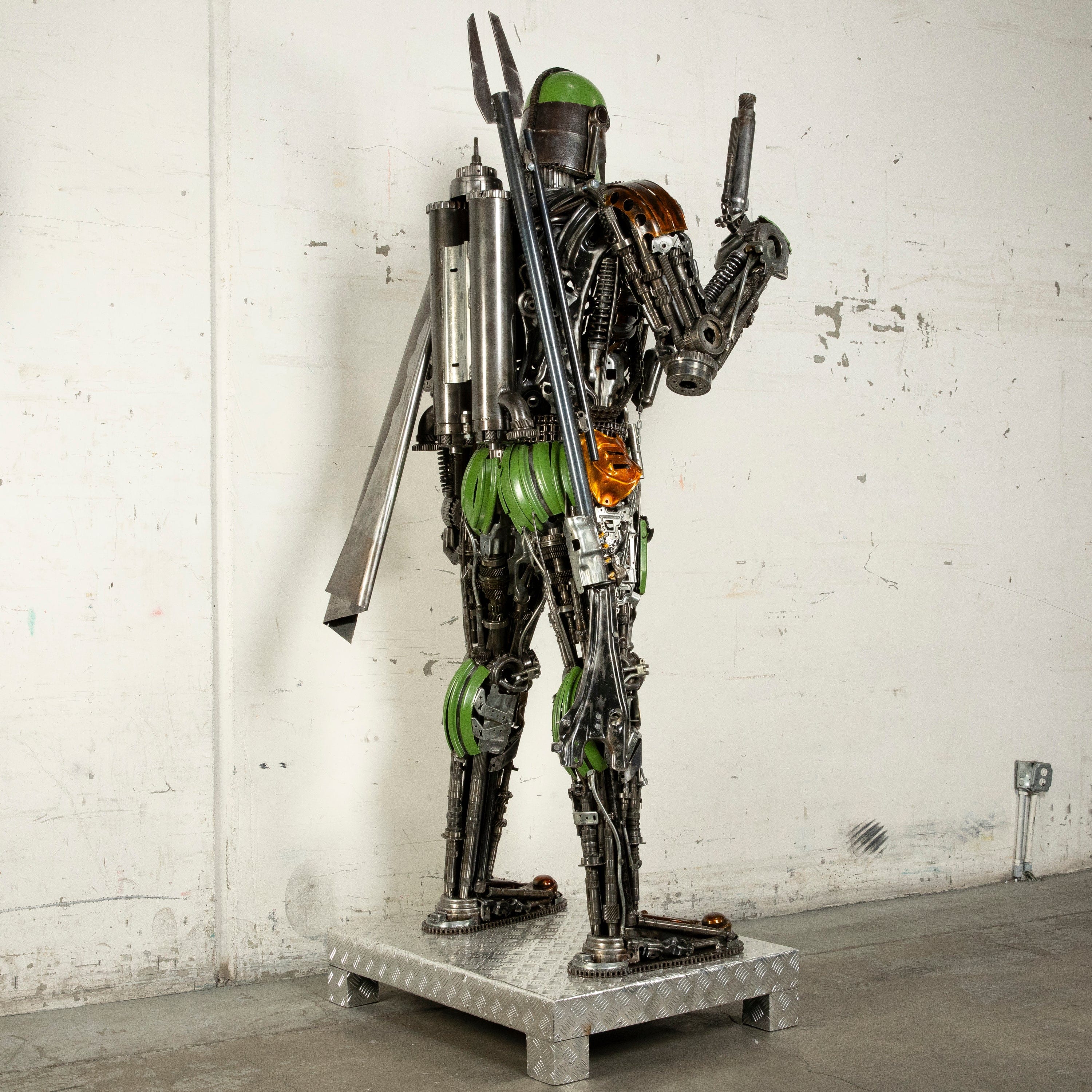 Kalifano Recycled Metal Art 91" Mandalorian Inspired Recycled Metal Art Sculpture RMS-MAND230-S08