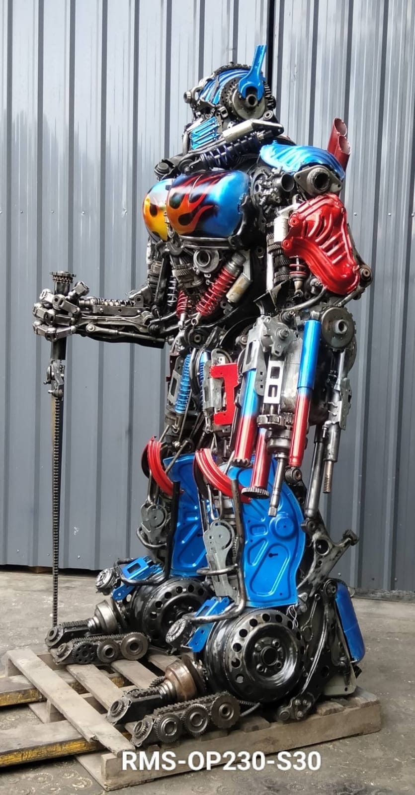Kalifano Recycled Metal Art 91" Optimus Prime Inspired Recycled Metal Art Sculpture RMS-OP230-S30