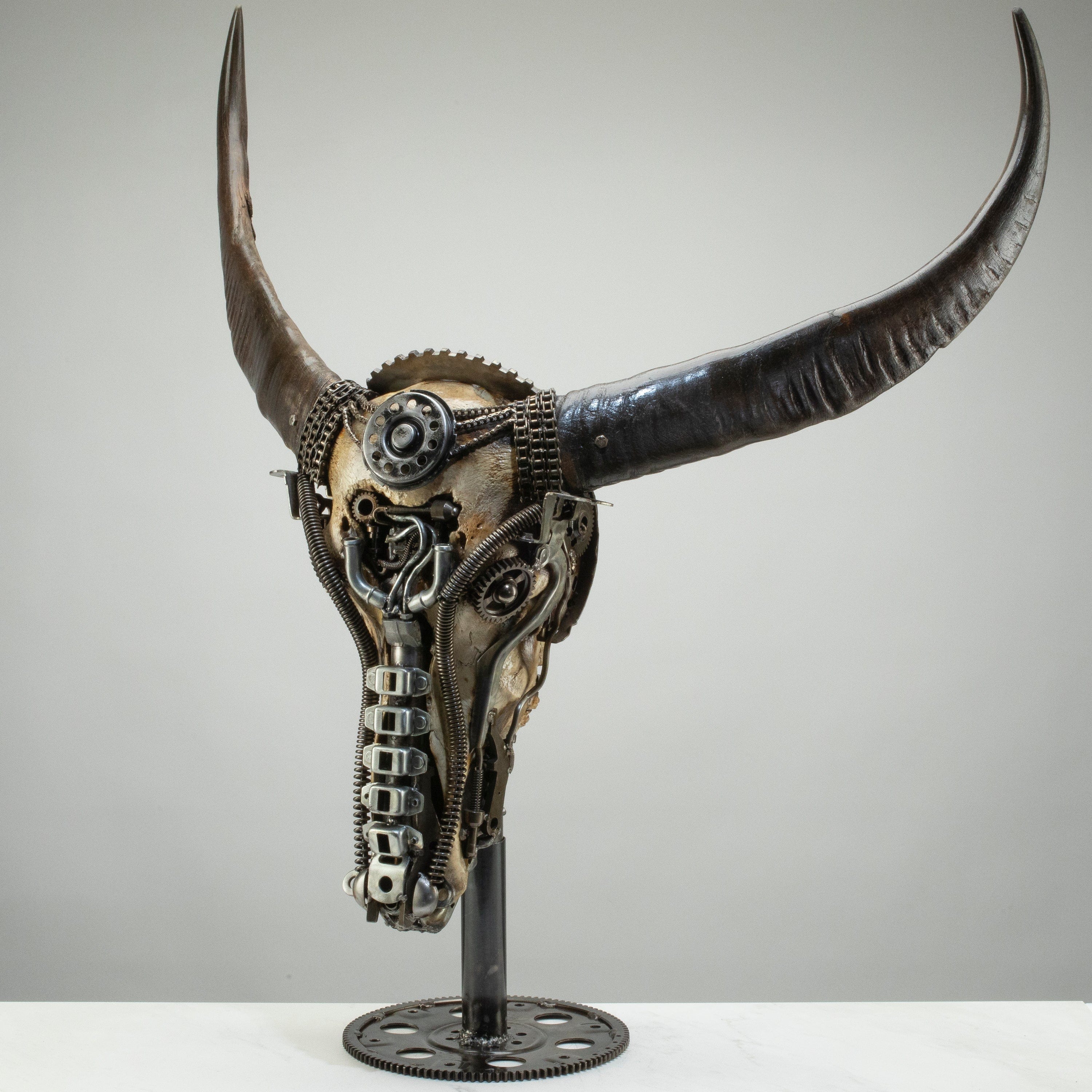 Kalifano Recycled Metal Art Bull Skull Recycled Metal Art Sculpture RMS-BSK-S155