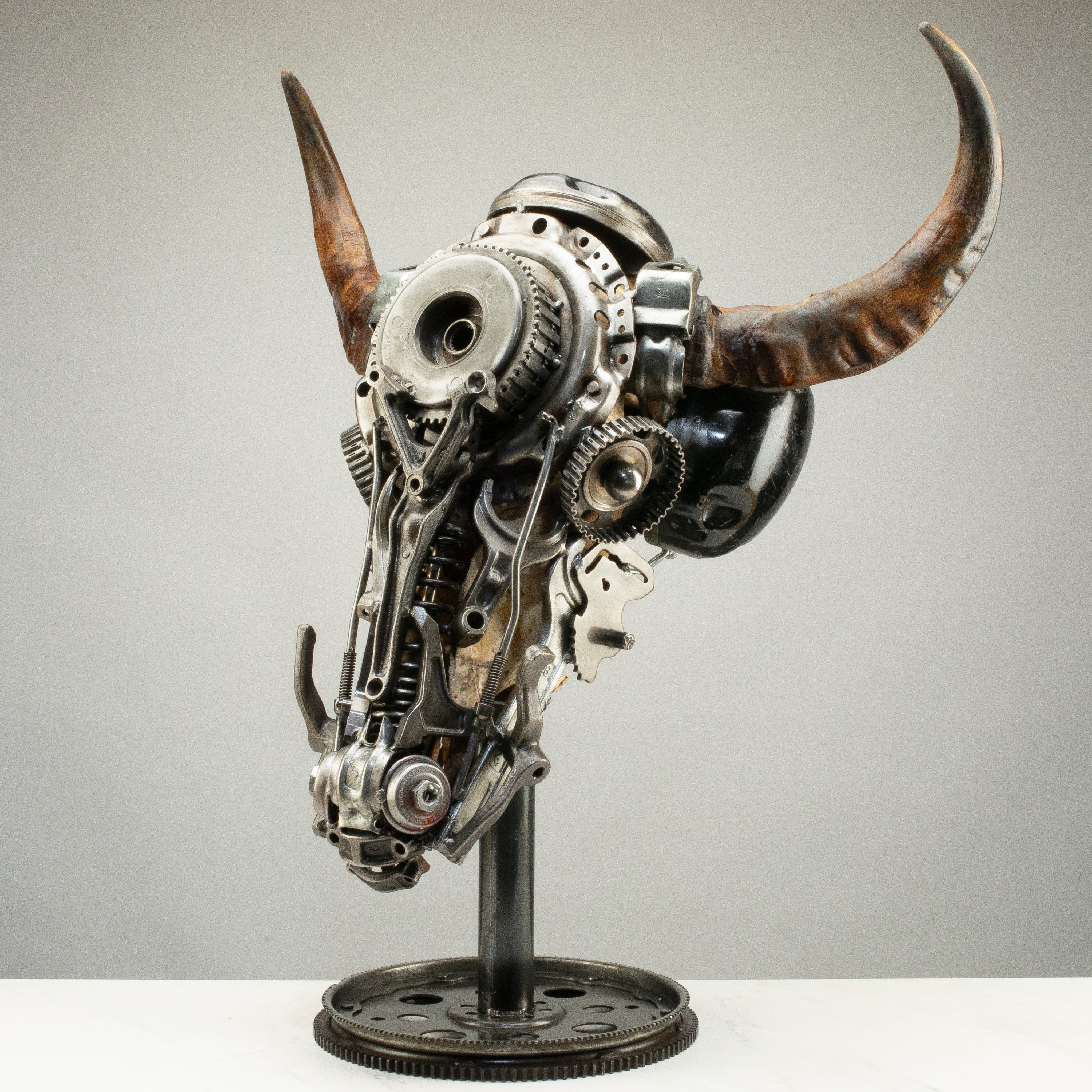 Kalifano Recycled Metal Art Bull Skull Recycled Metal Art Sculpture RMS-BSK-S156