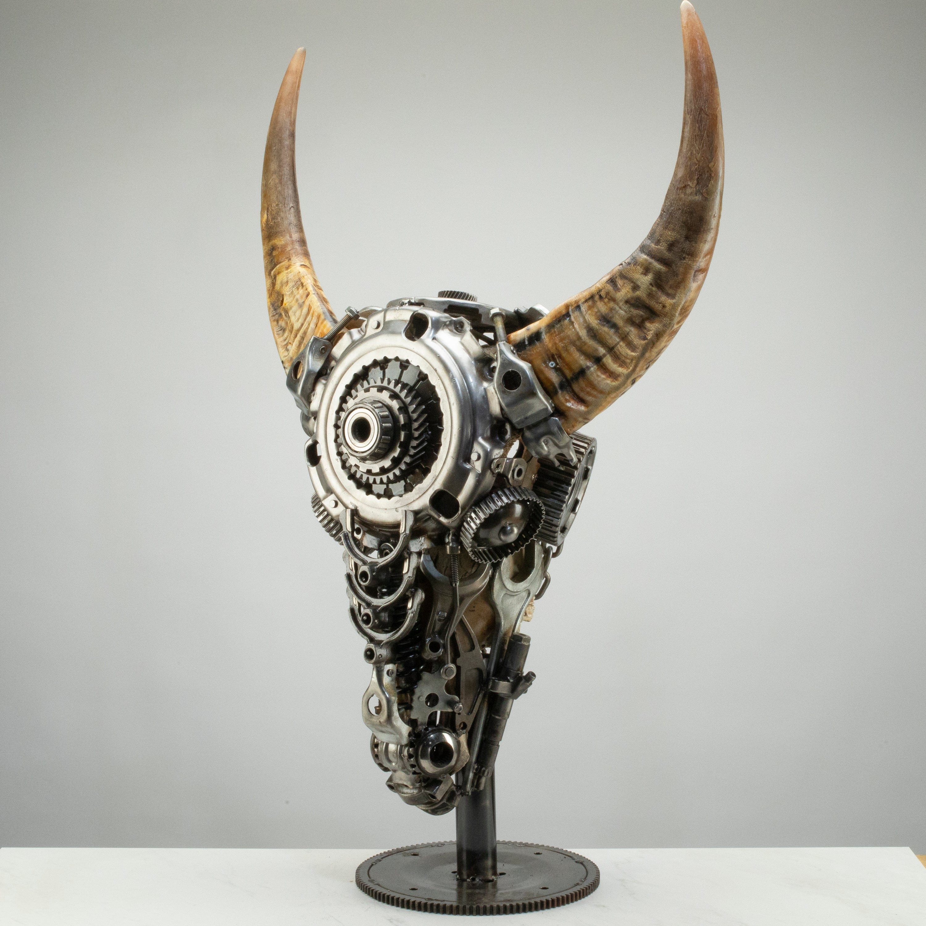 Kalifano Recycled Metal Art Bull Skull Recycled Metal Art Sculpture RMS-BSK-S158