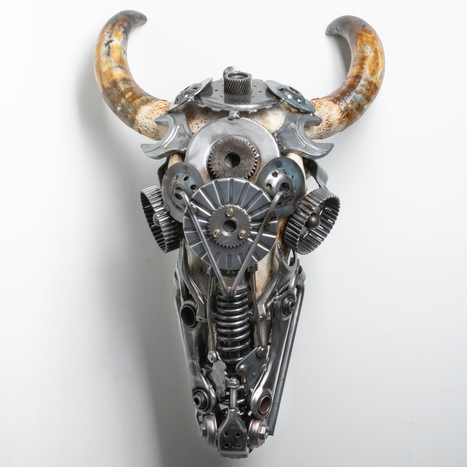 Kalifano Recycled Metal Art Bull Skull Recycled Metal Art Sculpture RMS-BSK-S196