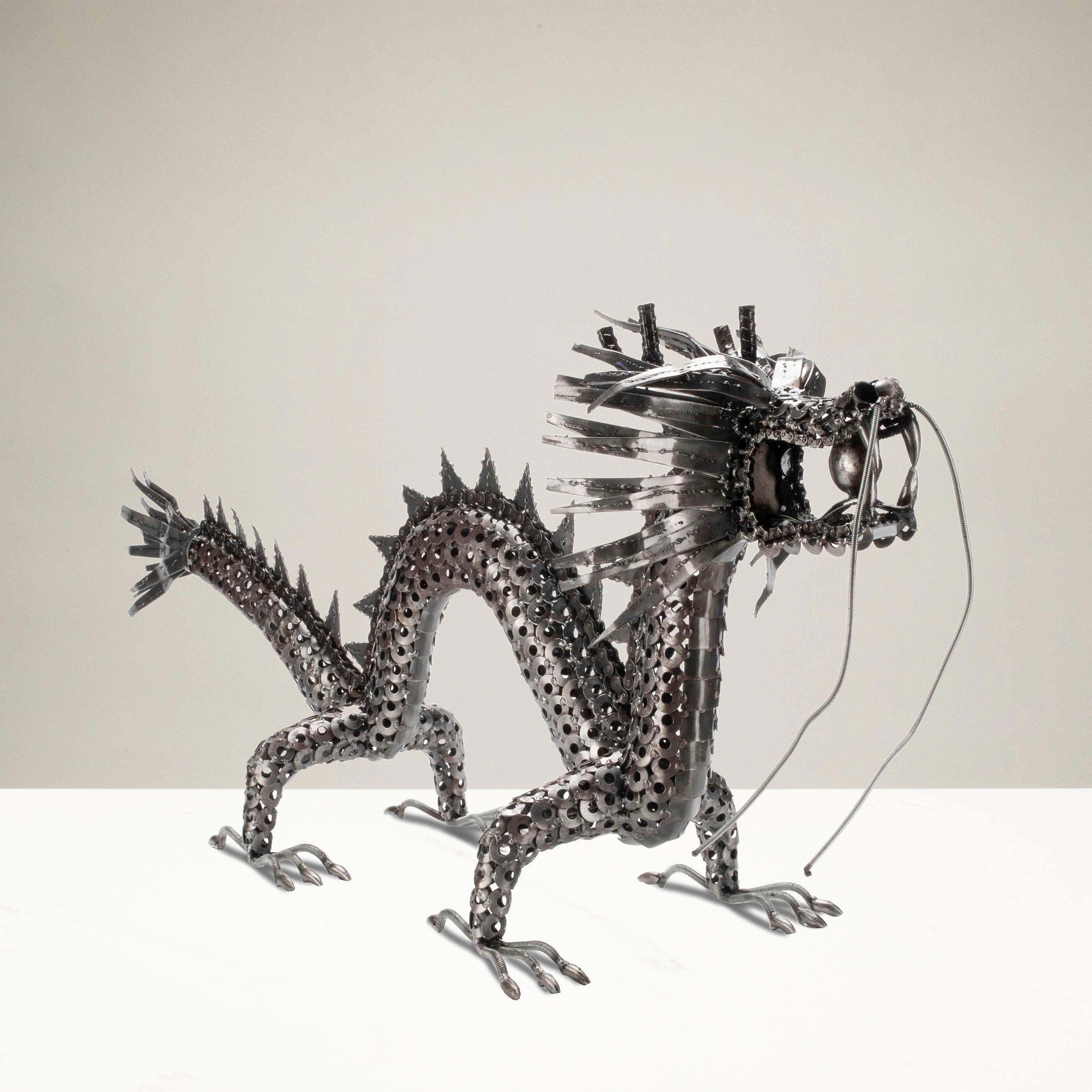 Kalifano Recycled Metal Art Chinese Dragon Recycled Metal Art Sculpture - RMS-CD45-Y