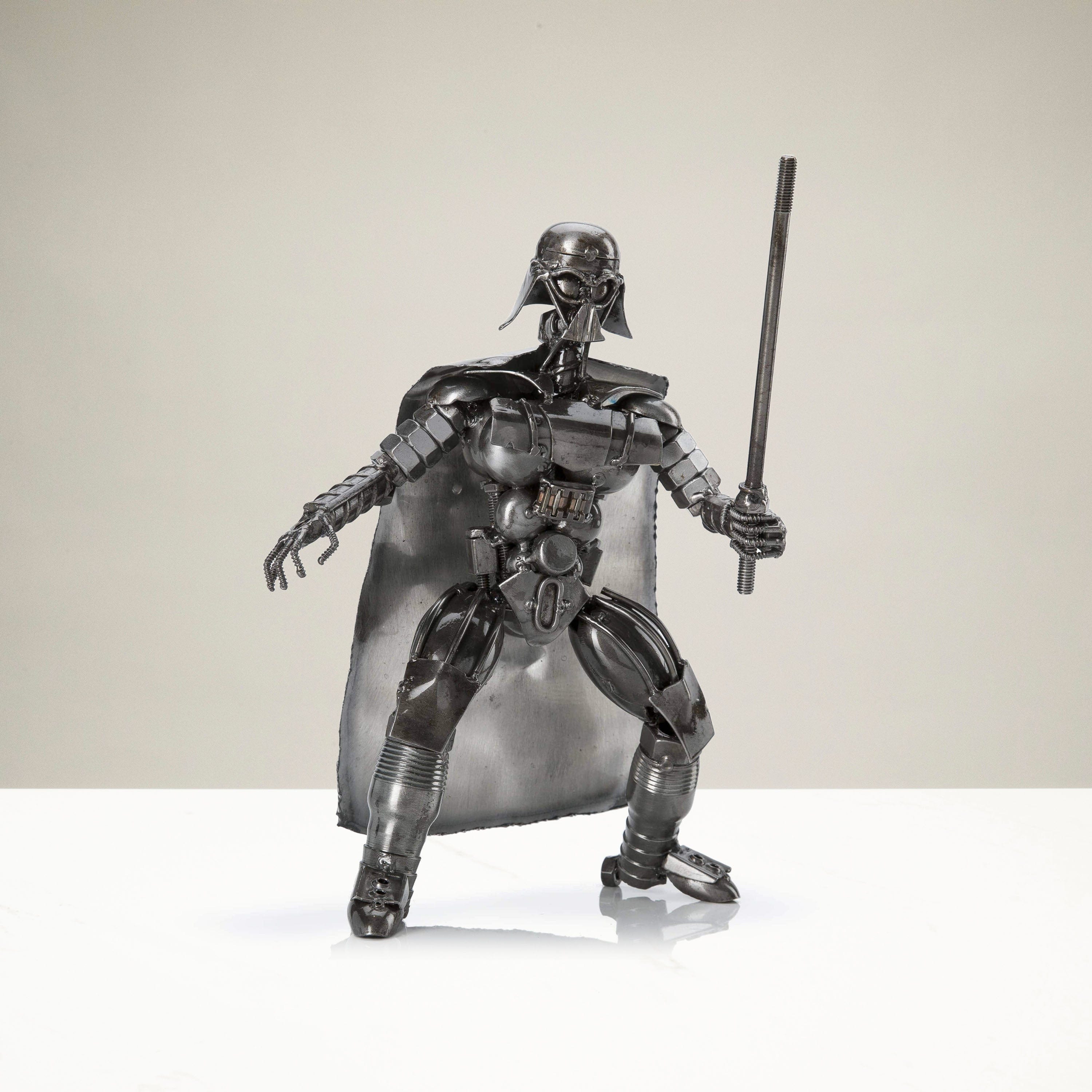 Kalifano Recycled Metal Art Darth Vader with Sword Inspired Recycled Metal Sculpture RMS-700DVA-N