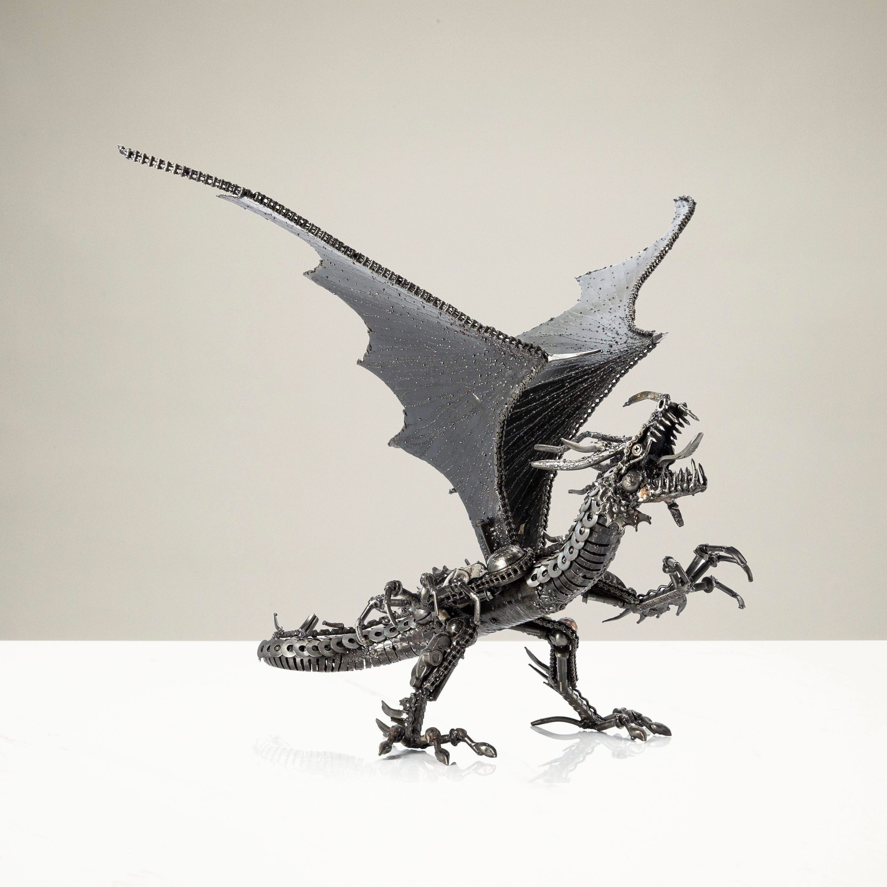 Kalifano Recycled Metal Art Dragon Recycled Metal Art Sculpture RMS-D59x70-S