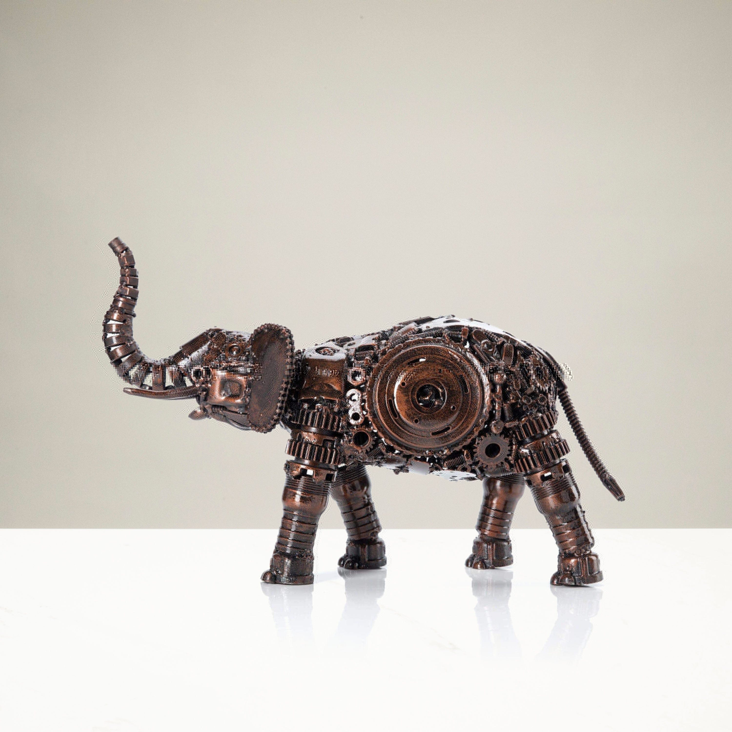 Kalifano Recycled Metal Art Elephant Bronze Inspired Recycled Metal Sculpture Original, One-of-a-Kind Work of Art RMS-2500EB-N