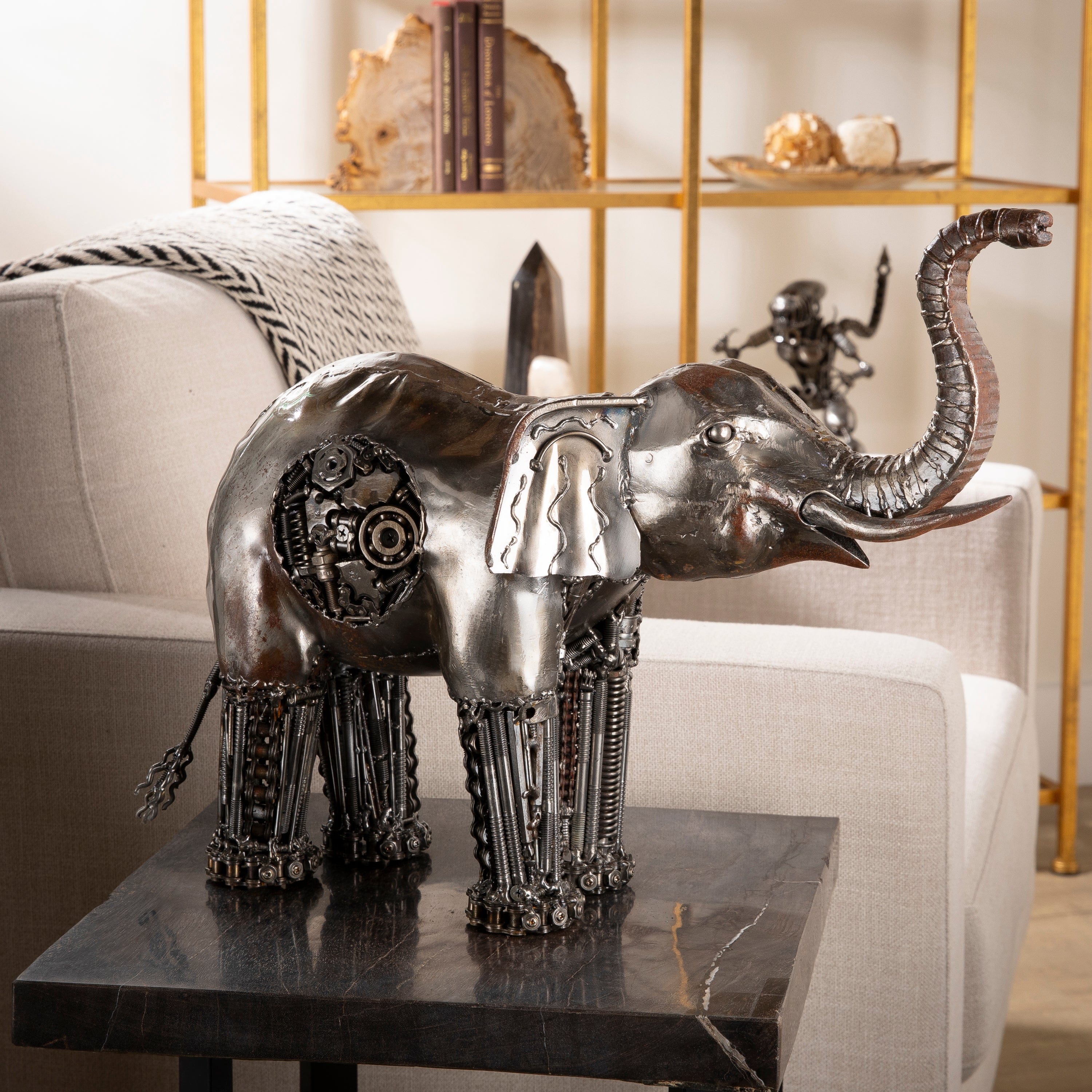 KALIFANO Recycled Metal Art Elephant Inspired Recycled Metal Art Sculpture RMS-4300ELE-PK