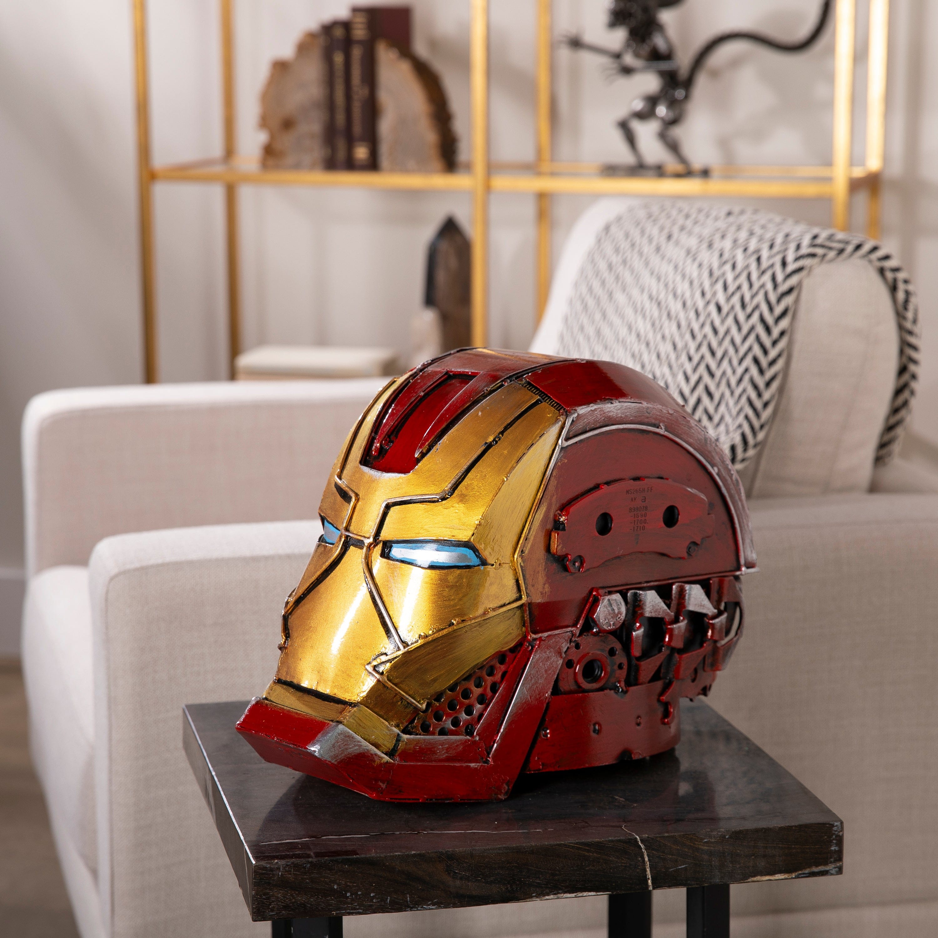 Kalifano Recycled Metal Art Ironman Head Inspired Recycled Metal Art Sculpture RMS-HEAD-IMR