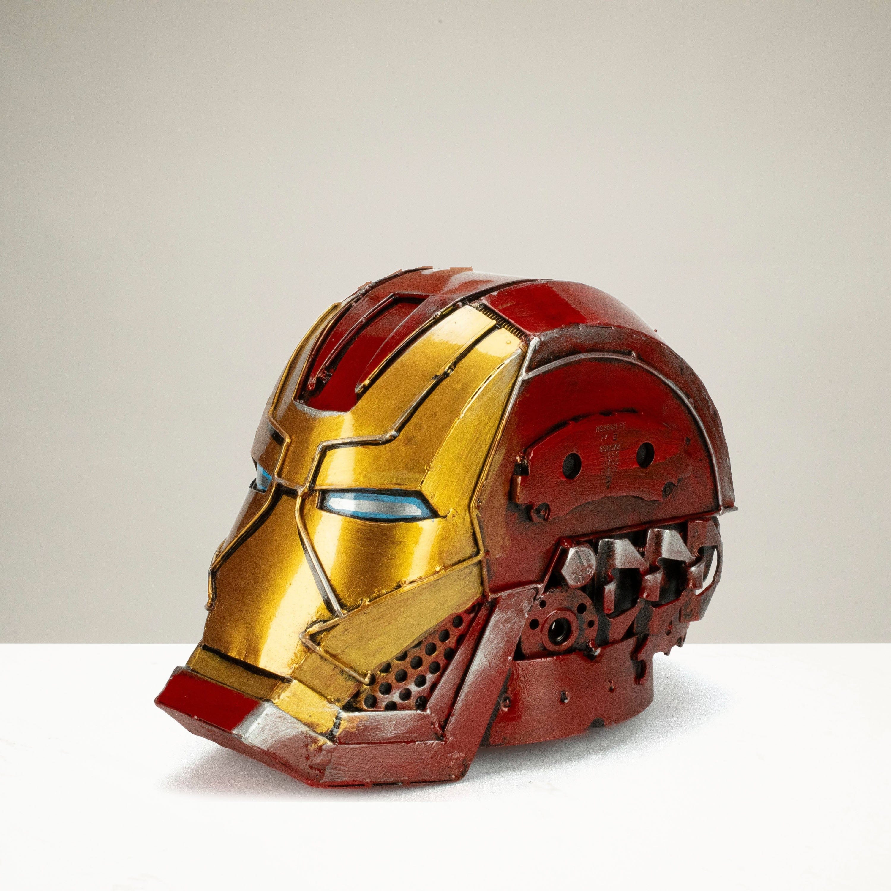 Kalifano Recycled Metal Art Ironman Head Inspired Recycled Metal Art Sculpture RMS-HEAD-IMR